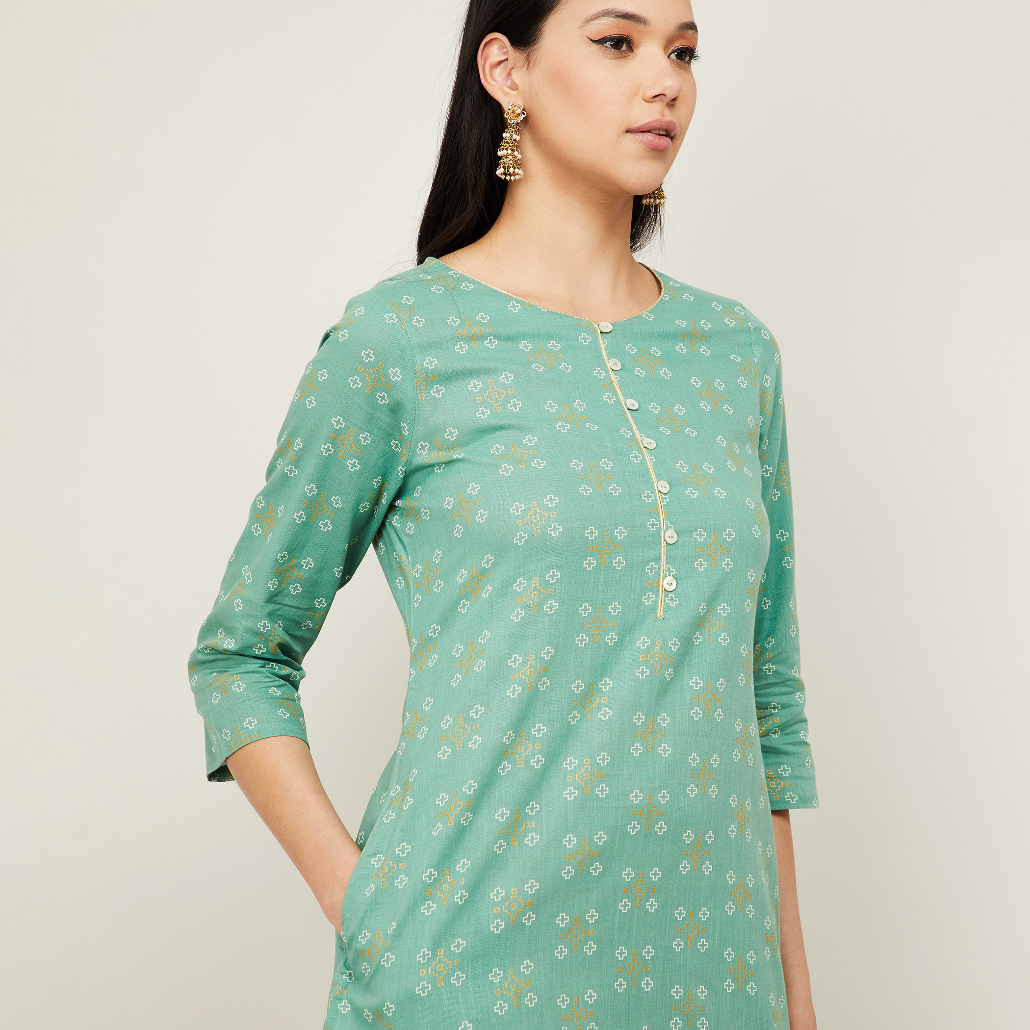 ميلانج أخضر قمم-women-clothing-ethnicwear-kurtas-image-4