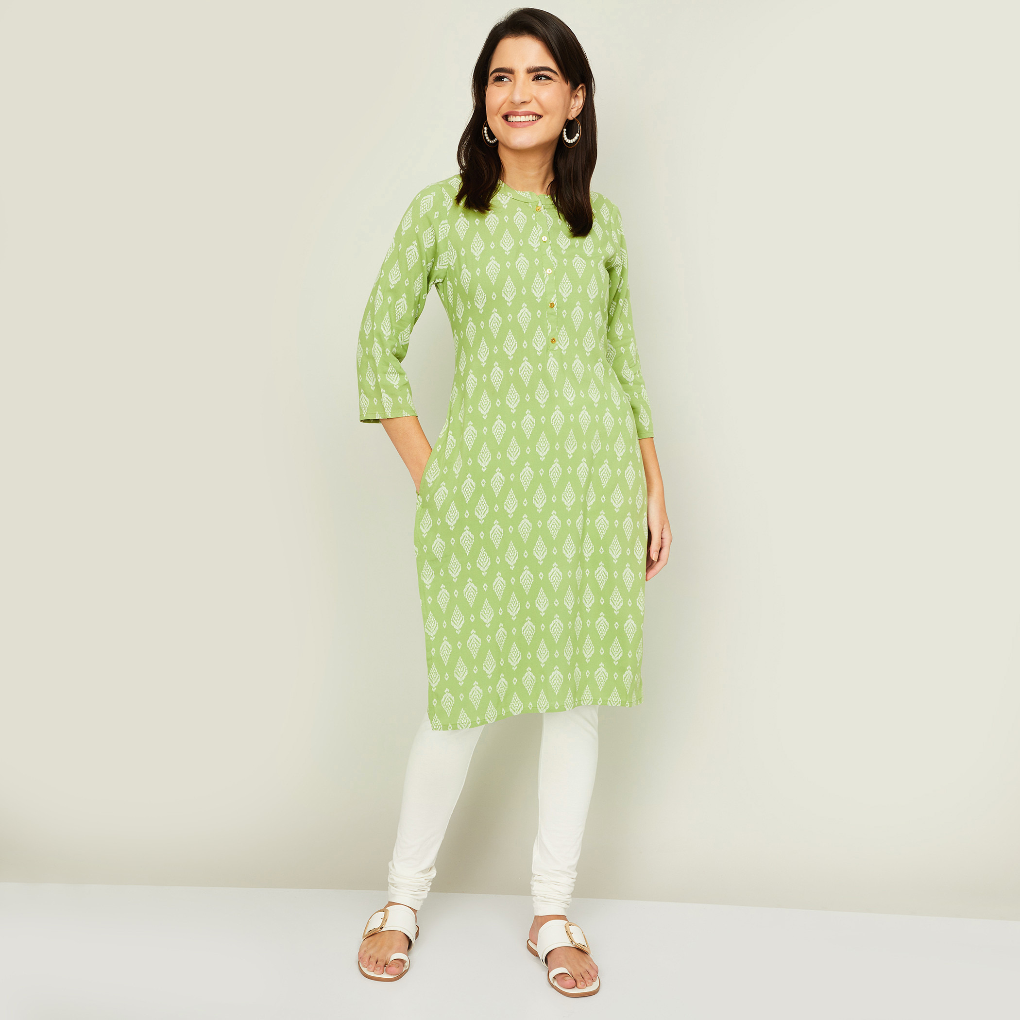 ميلانج أخضر قمم-women-clothing-ethnicwear-kurtas-image-1