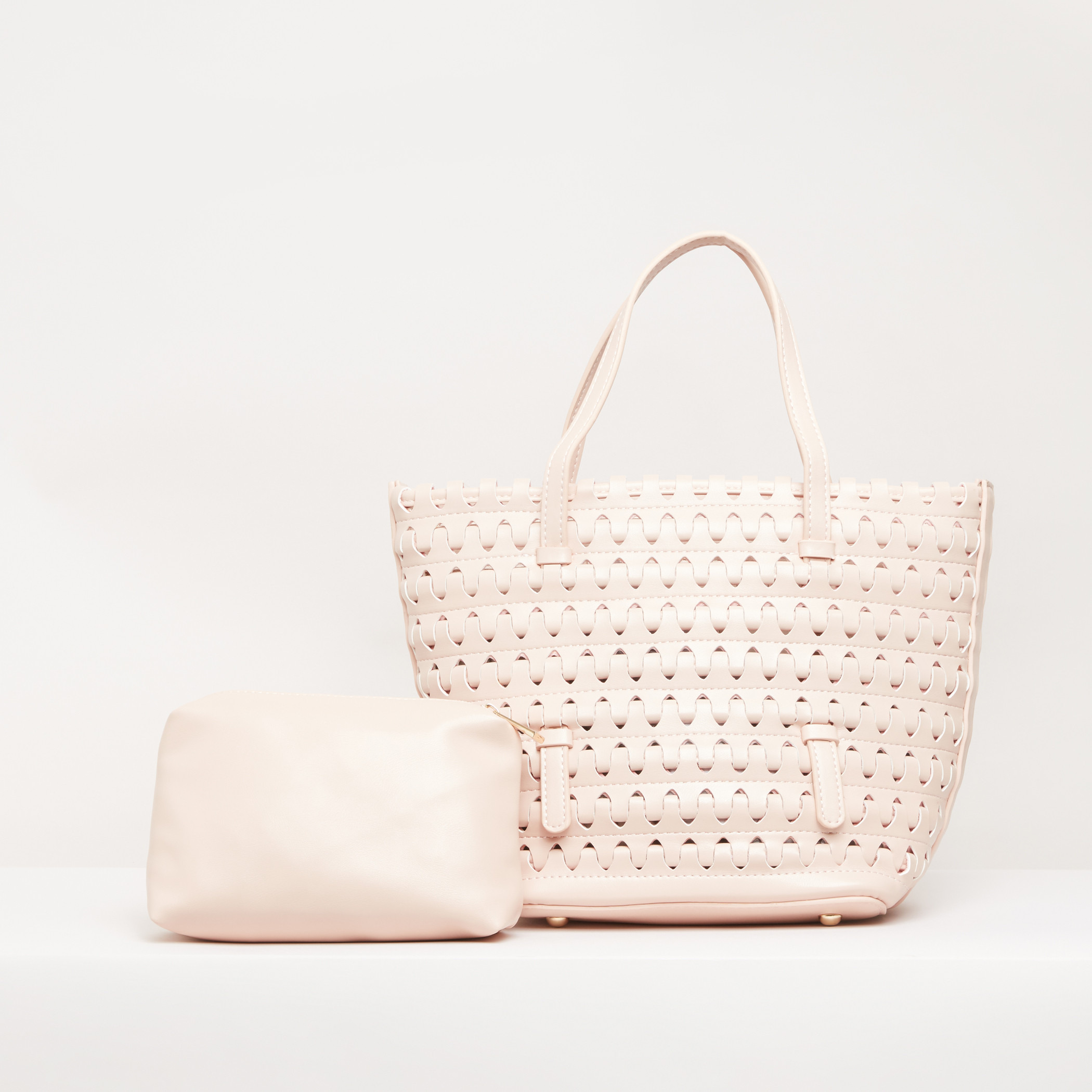 Weave Design Tote Bag with Pouch-women-bagsandwallets-handbags-image-1