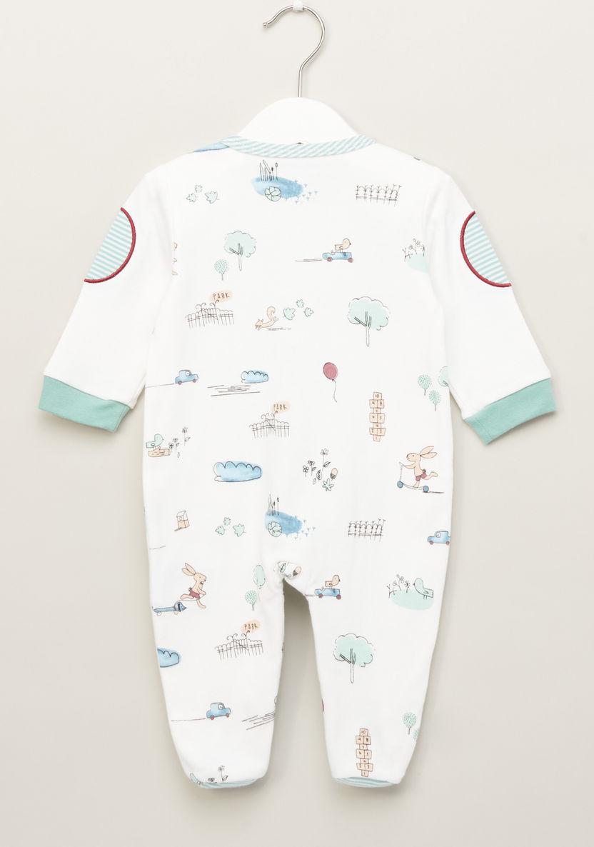 Juniors Printed Closed Feet Sleepsuit with Round Neck and Long Sleeves-Sleepsuits-image-2