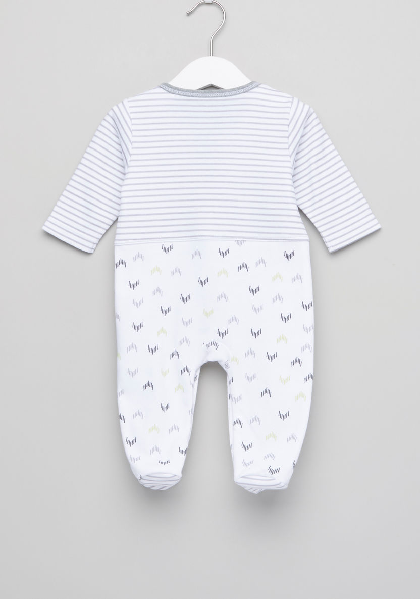 Juniors Playing Bear Printed and Embroidered Closed Feet Sleepsuit-Sleepsuits-image-2