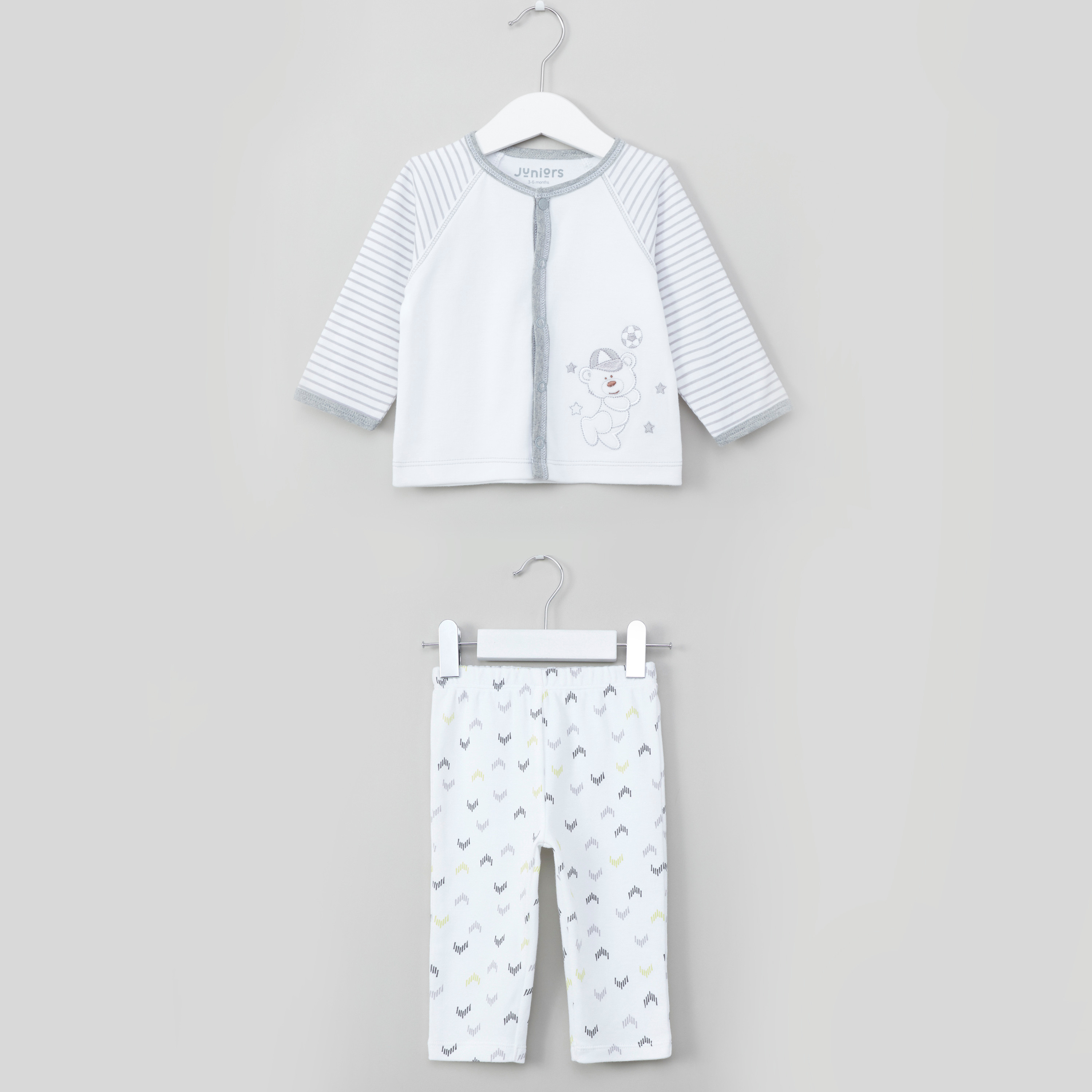 Juniors Playing Bear Raglan Sleeves Shirt and Pyjama Set-baby-boys-clothing-nightwear-pyjamasets-image-1