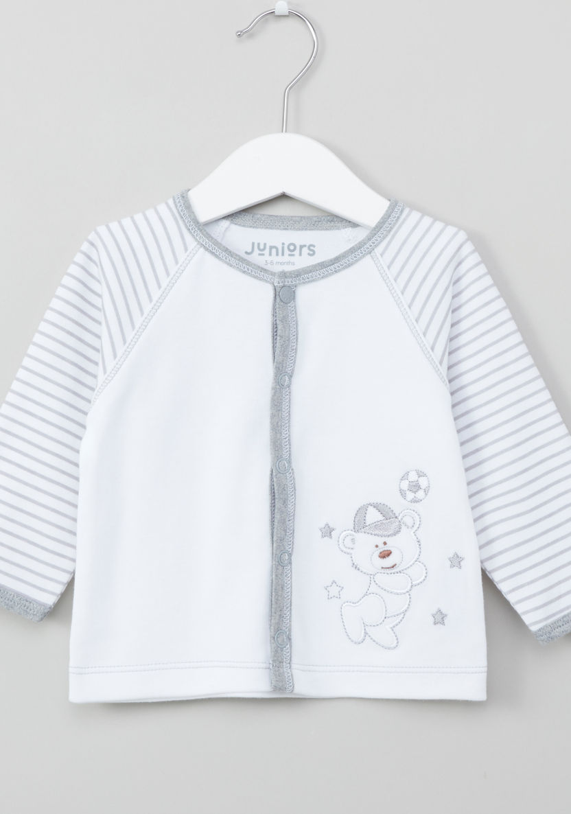 Juniors Playing Bear Raglan Sleeves Shirt and Pyjama Set-Pyjama Sets-image-1