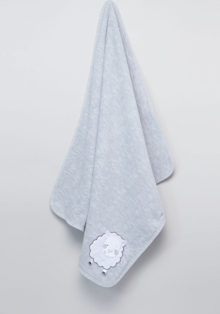 Juniors Space Dye Sheep Applique Blanket - 76x102 cms-Receiving Blankets-image-1
