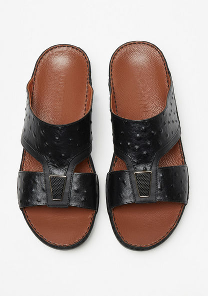 Duchini Mens' Textured Slip-On Arabic Sandals with Metal Detail-Men%27s Sandals-image-1
