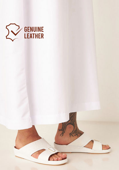 Duchini Mens' Textured Slip-On Arabic Sandals with Metal Detail-Men%27s Sandals-image-0