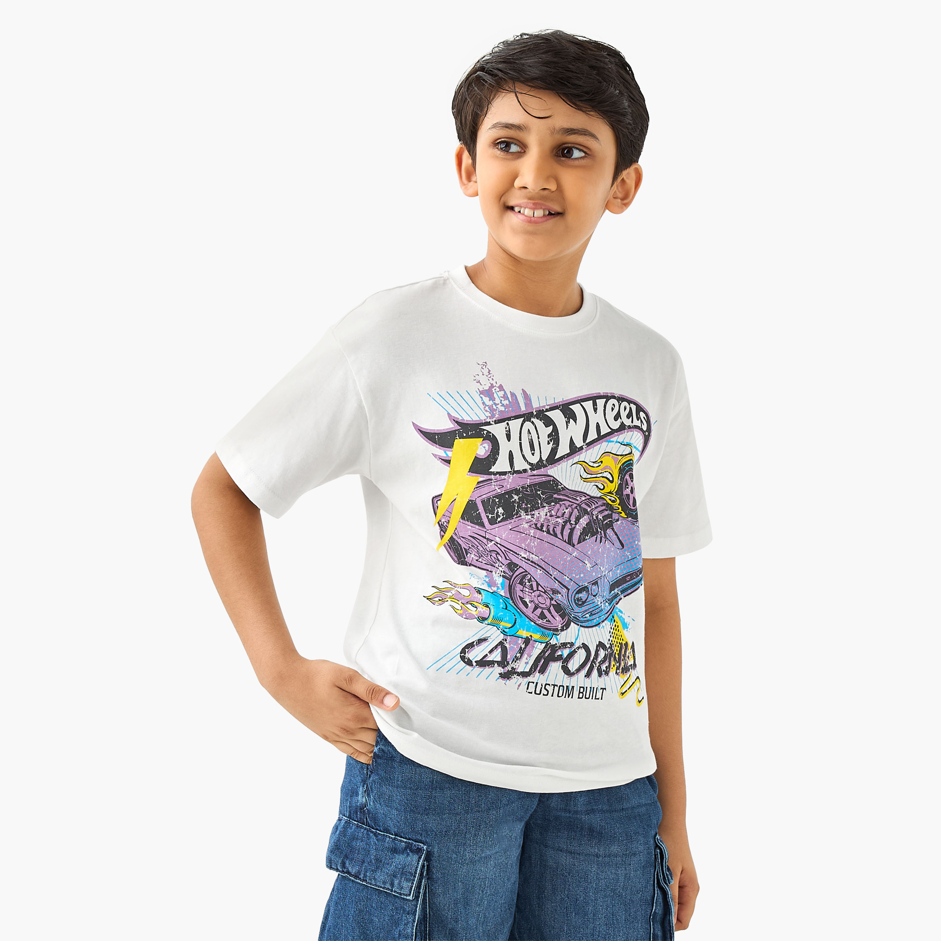 Hot Wheels Print T-Shirt with Short Sleeves-boys-clothing-tshirtsandpolos-image-1