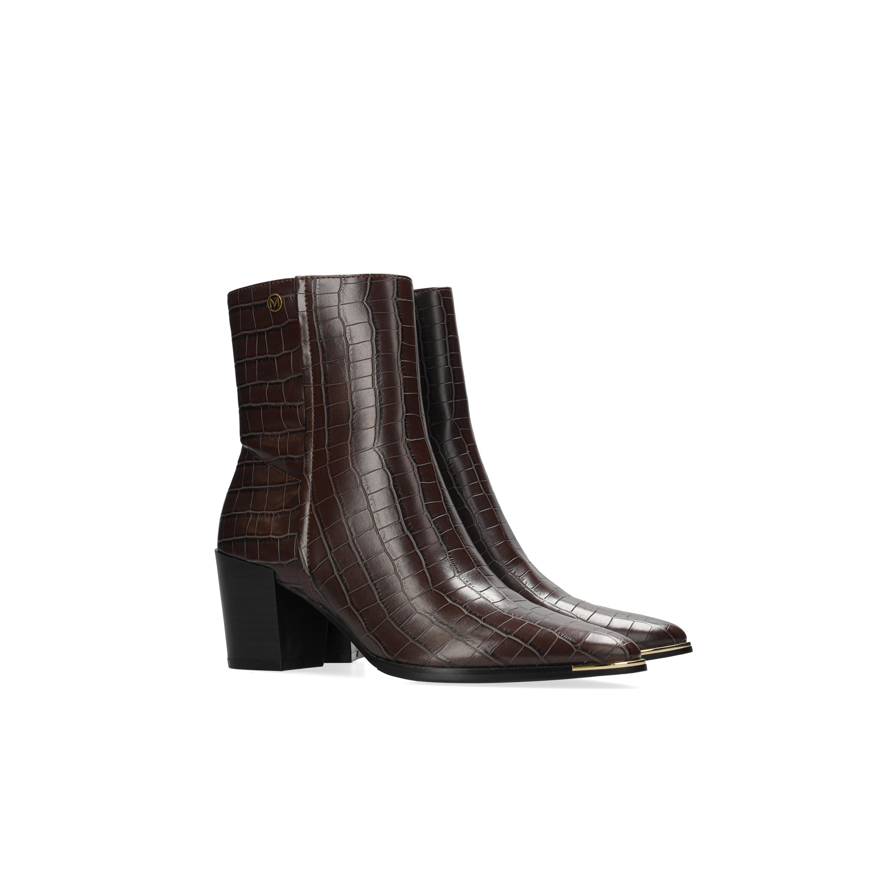 Mexx Textured Ankle Boots with Block Heels and Zip Closure-women-shoes-boots-image-1