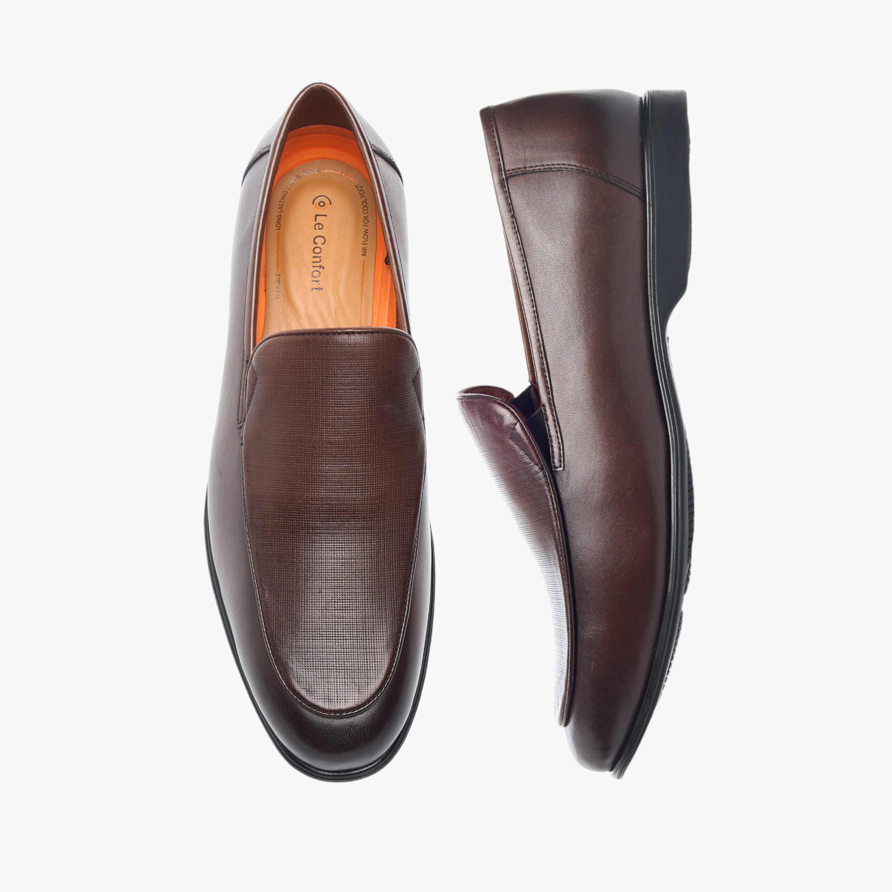 حذاء سهل الارتداء جلد بارز الملمس مريح من لو كونفورت-men-shoes-formalshoes-image-1