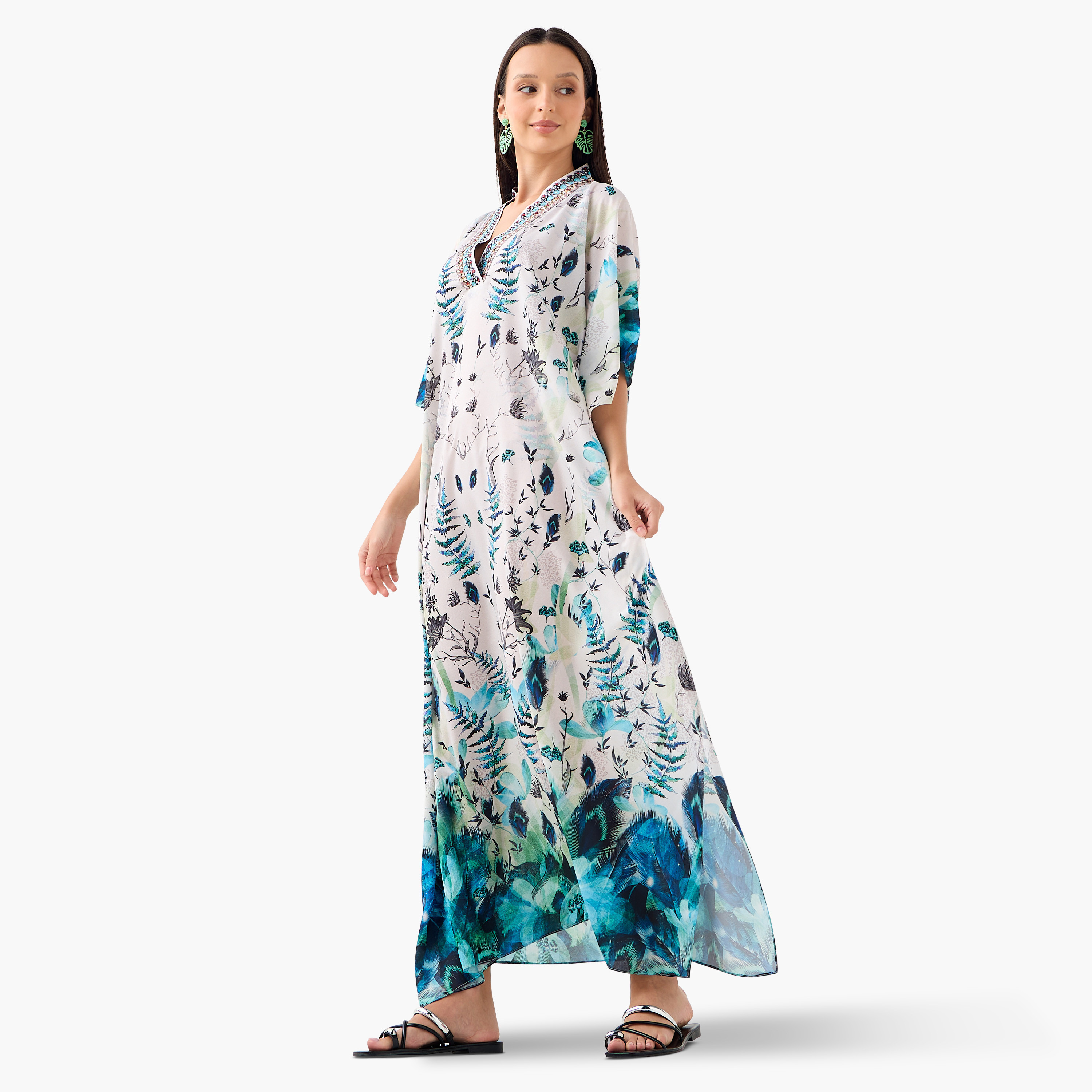 فستان قفطان بحزام رباط وطبعات من فيور-women-clothing-dresses-image-2