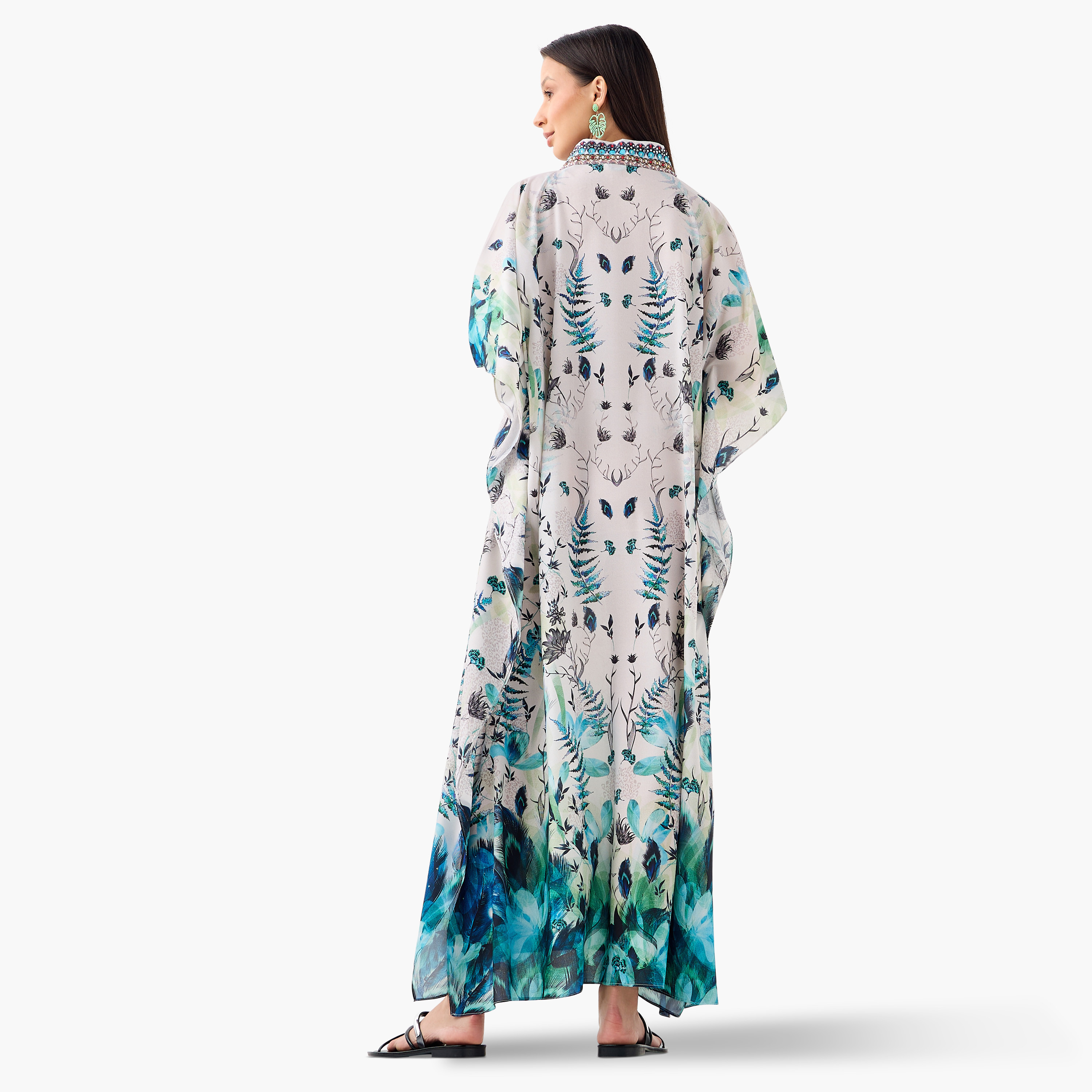 FYOR All-Over Botanical Print Kaftan Dress with Tie-Up Belt-women-clothing-dresses-image-3