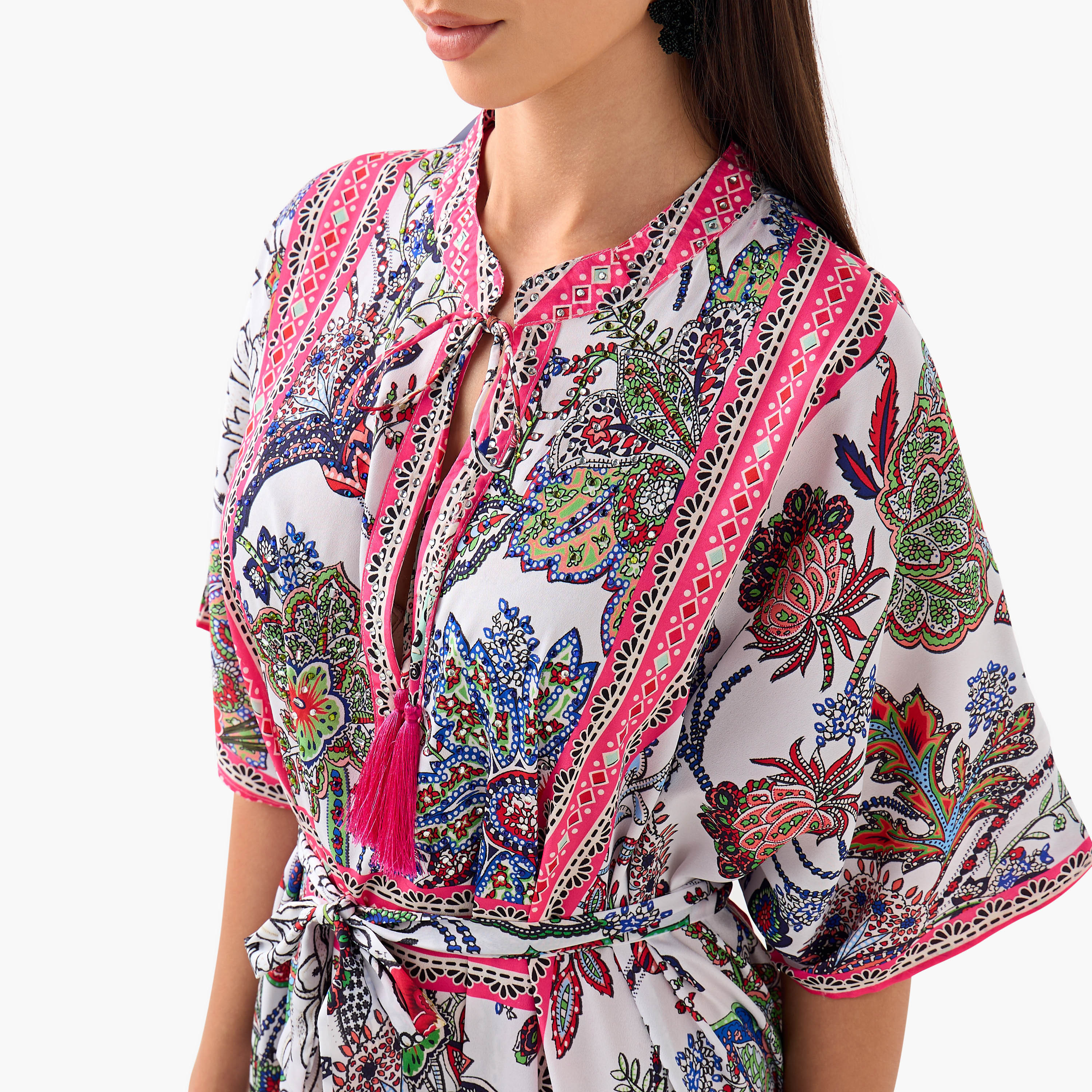 فستان قفطان بحزام رباط وطبعات من فيور-women-clothing-dresses-image-4