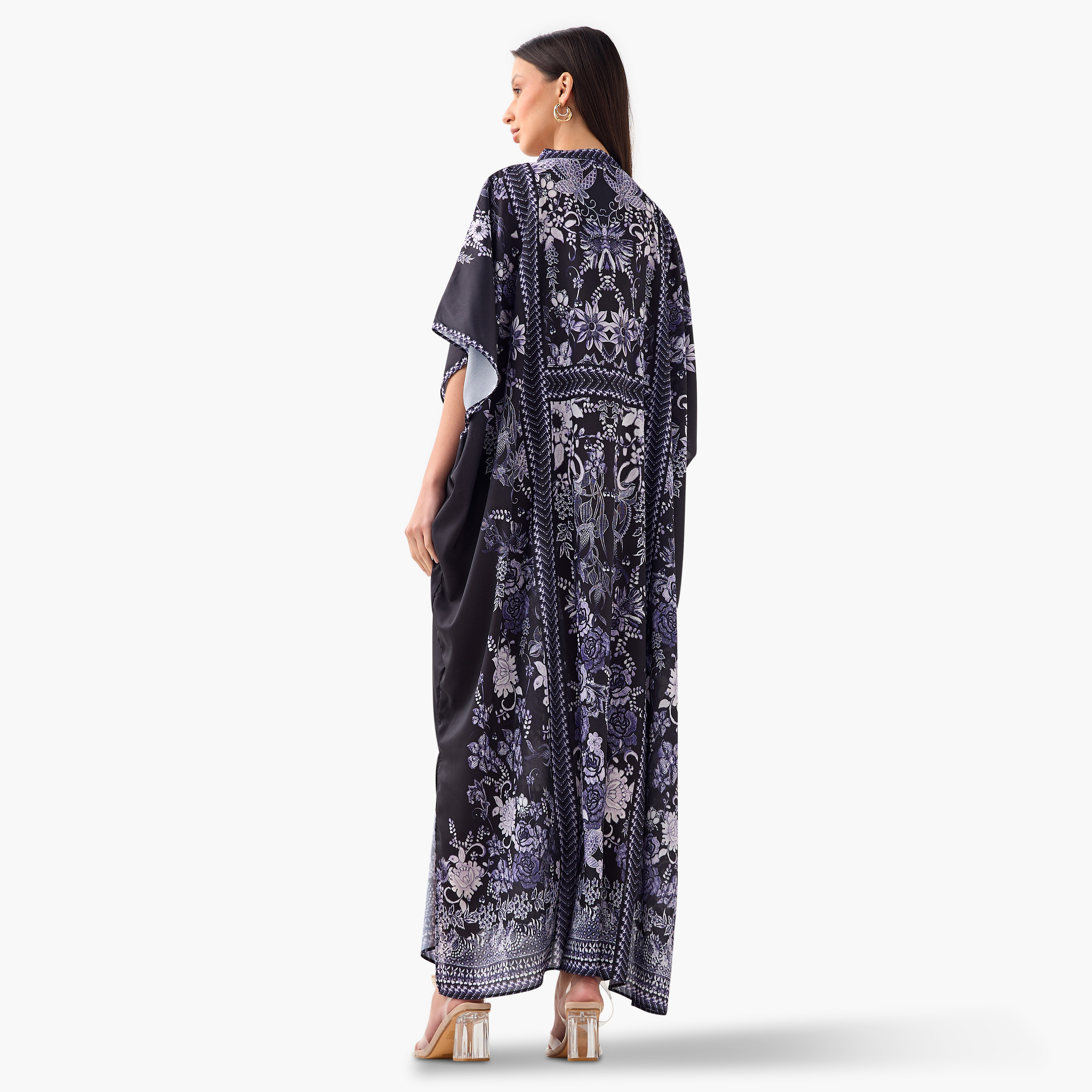 FYOR All-Over Floral Print Kaftan Dress with Tie-Up Belt-women-clothing-dresses-image-3