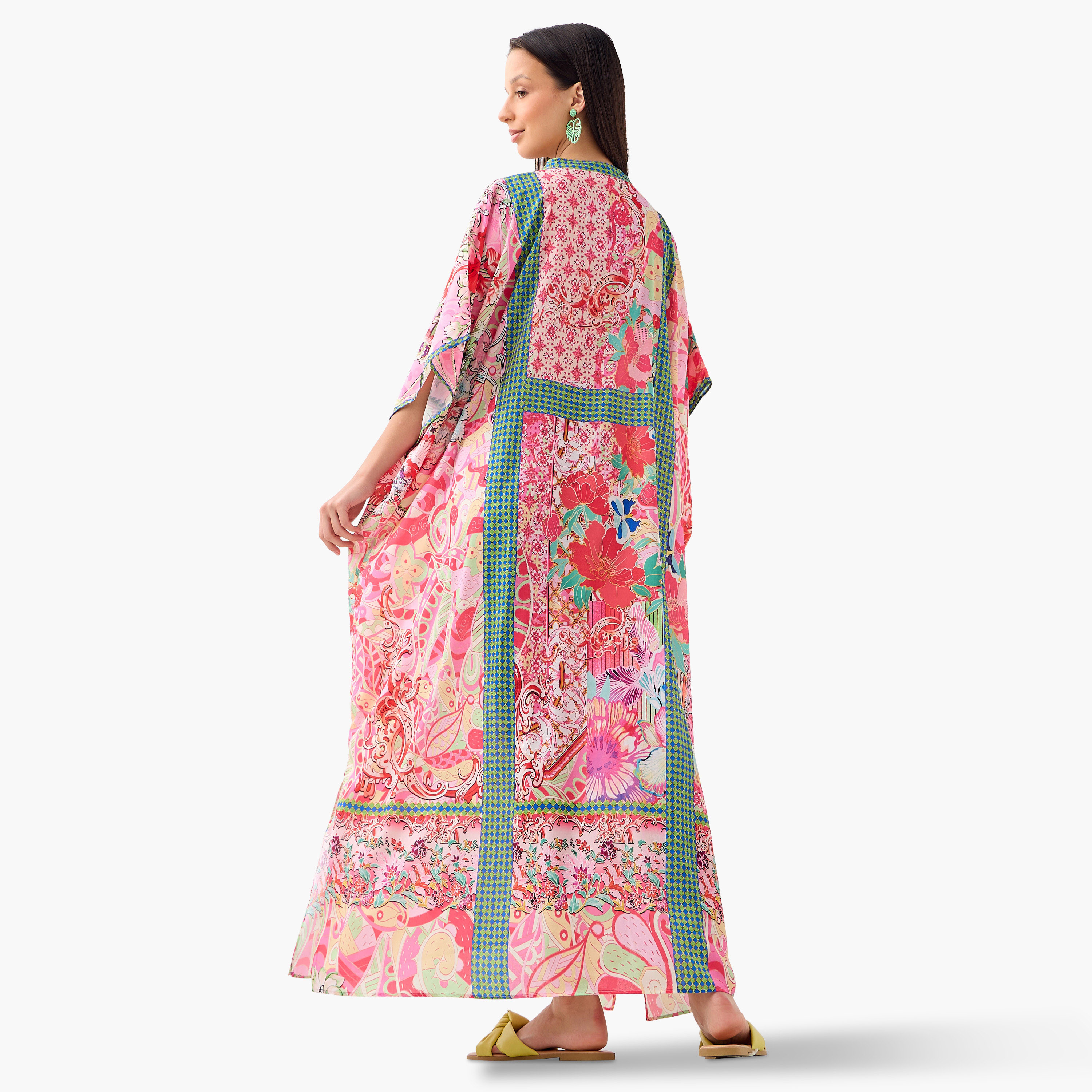FYOR All-Over Print Kaftan Dress with Tie-Up Belt-women-clothing-dresses-image-3