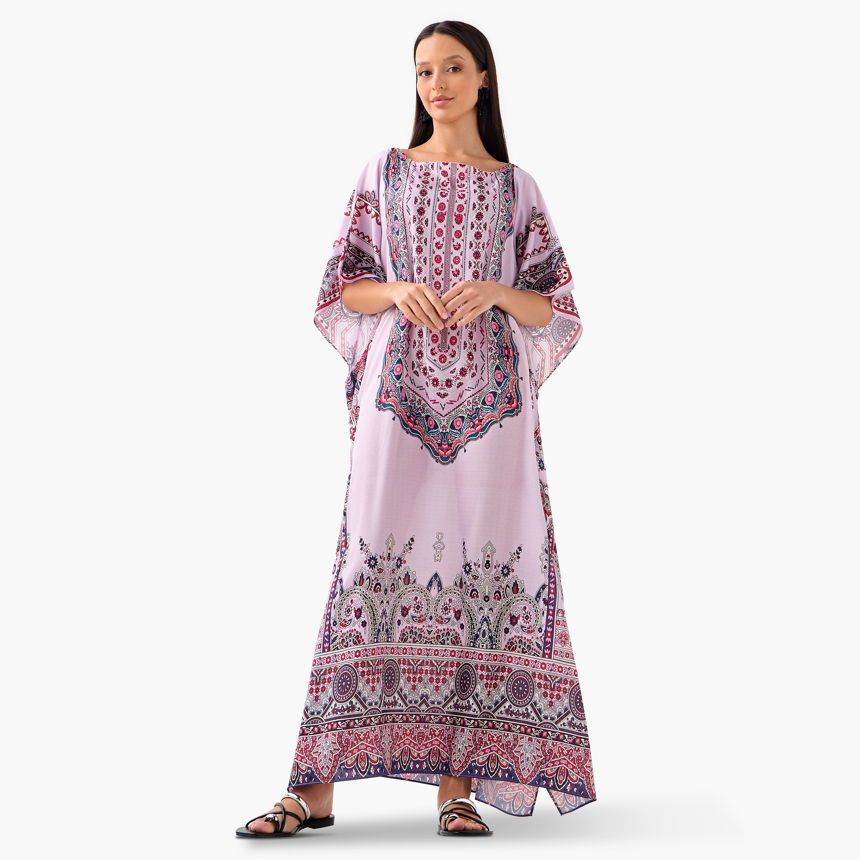فستان قفطان بحزام رباط وطبعات زهرية من فيور-women-clothing-dresses-image-2