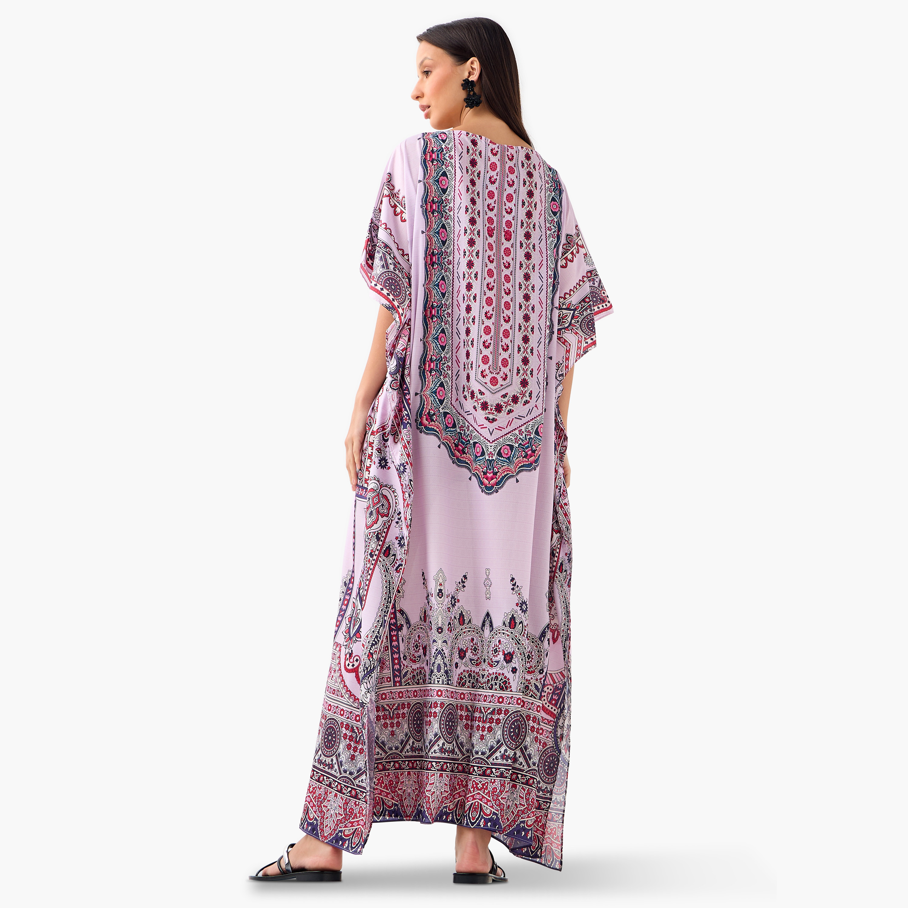 فستان قفطان بحزام رباط وطبعات زهرية من فيور-women-clothing-dresses-image-3