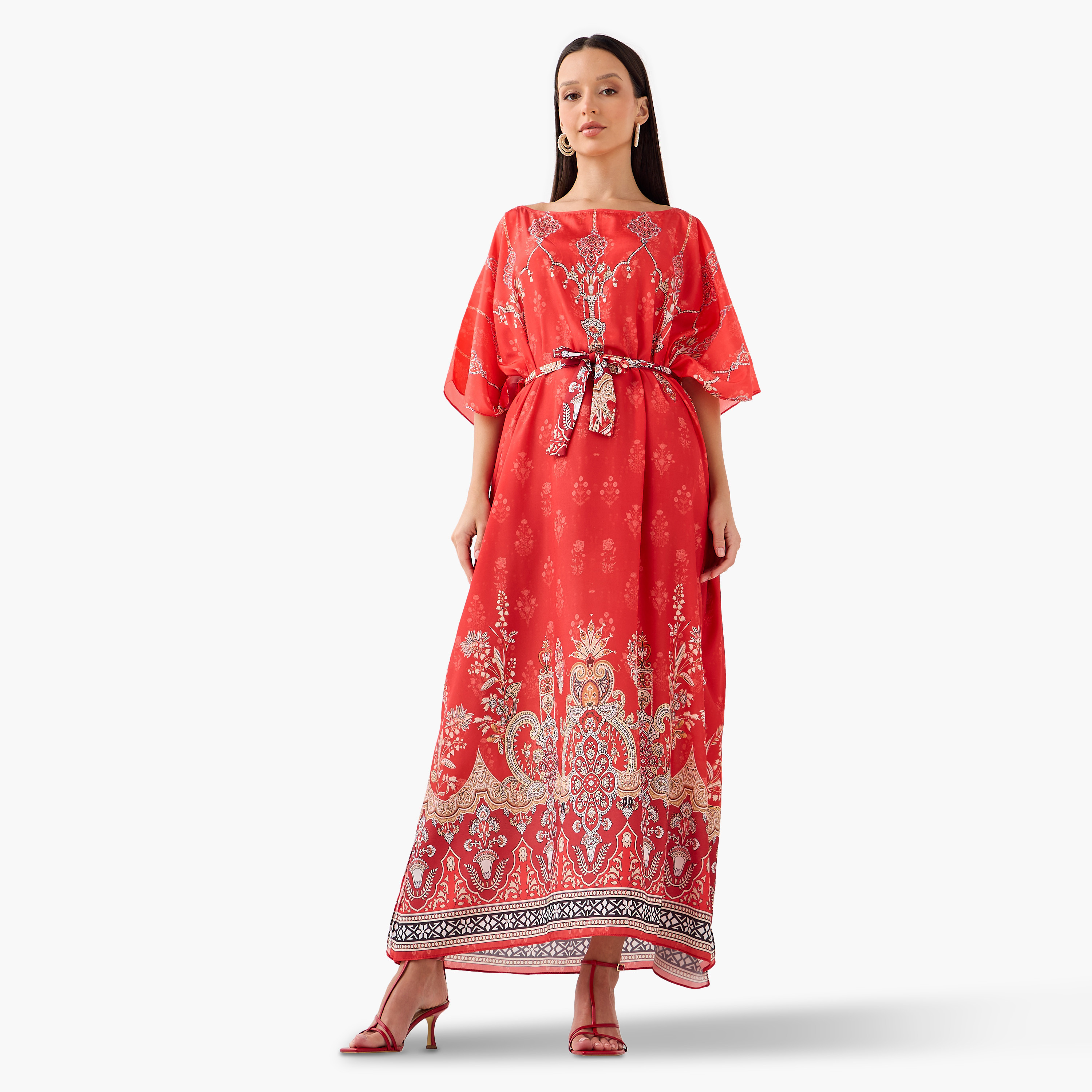 فستان قفطان بحزام رباط وطبعات زهرية من فيور-women-clothing-dresses-image-2