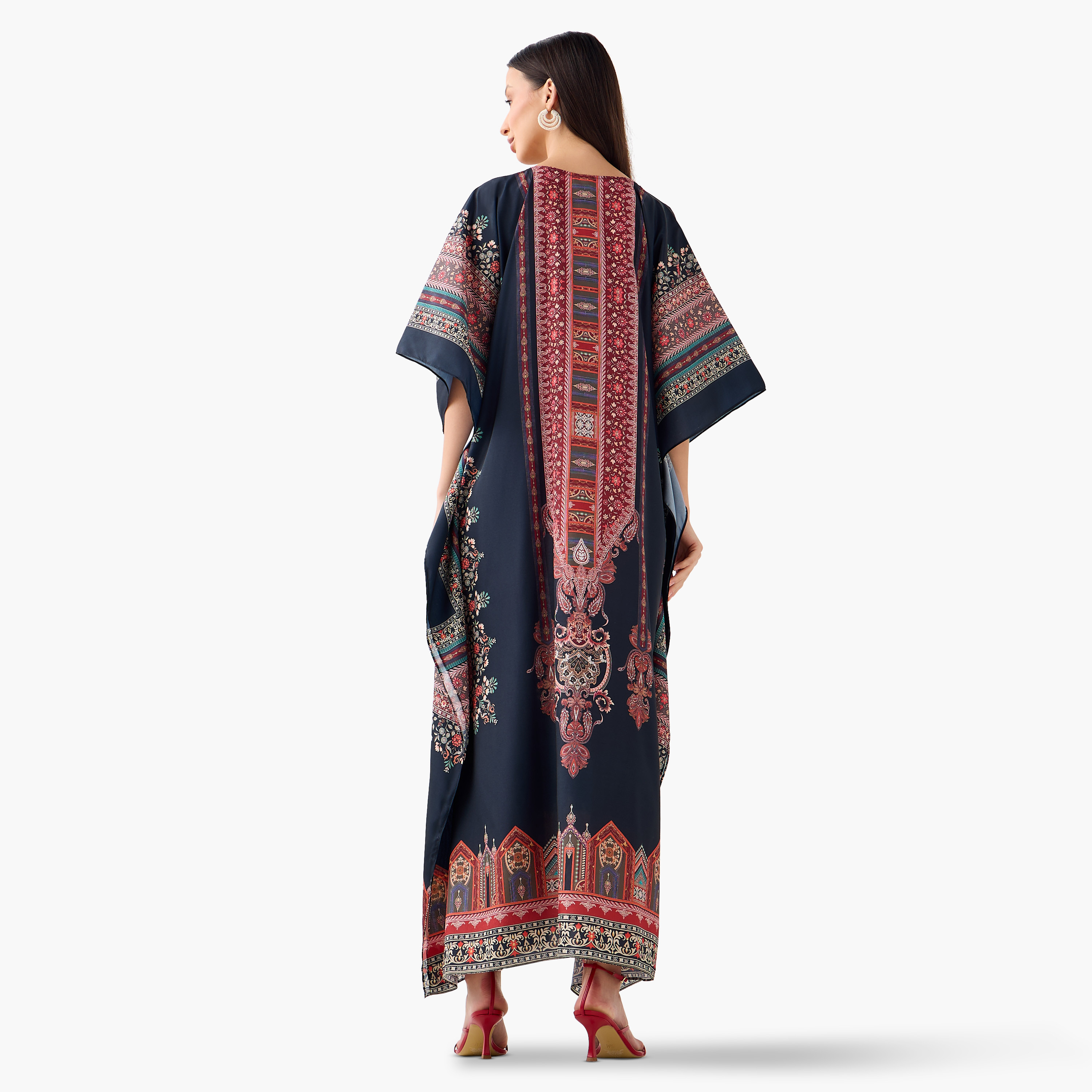 FYOR All-Over Print Kaftan Dress with Tie-Up Belt-women-clothing-dresses-image-3