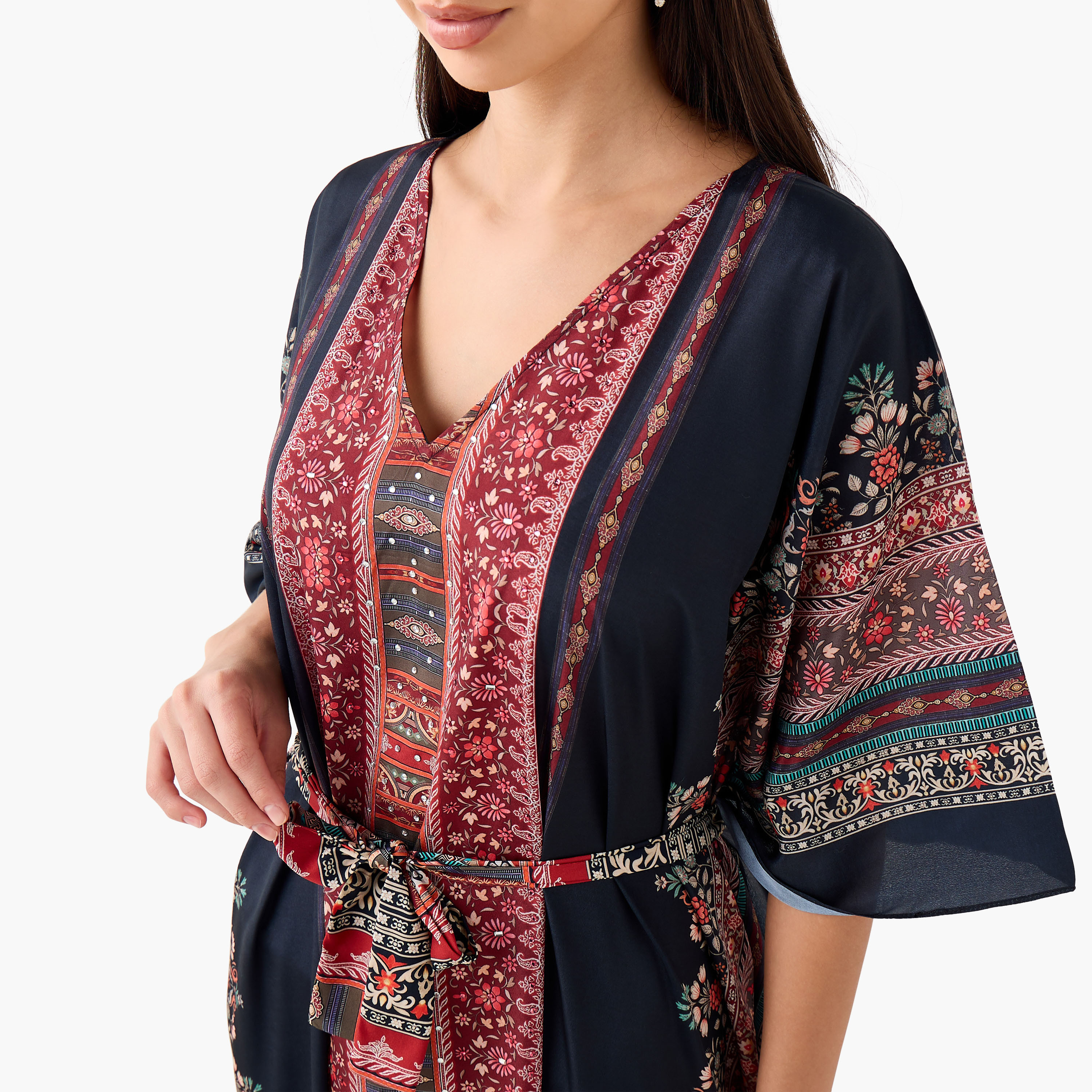 فستان قفطان بحزام رباط وطبعات زهرية من فيور-women-clothing-dresses-image-4