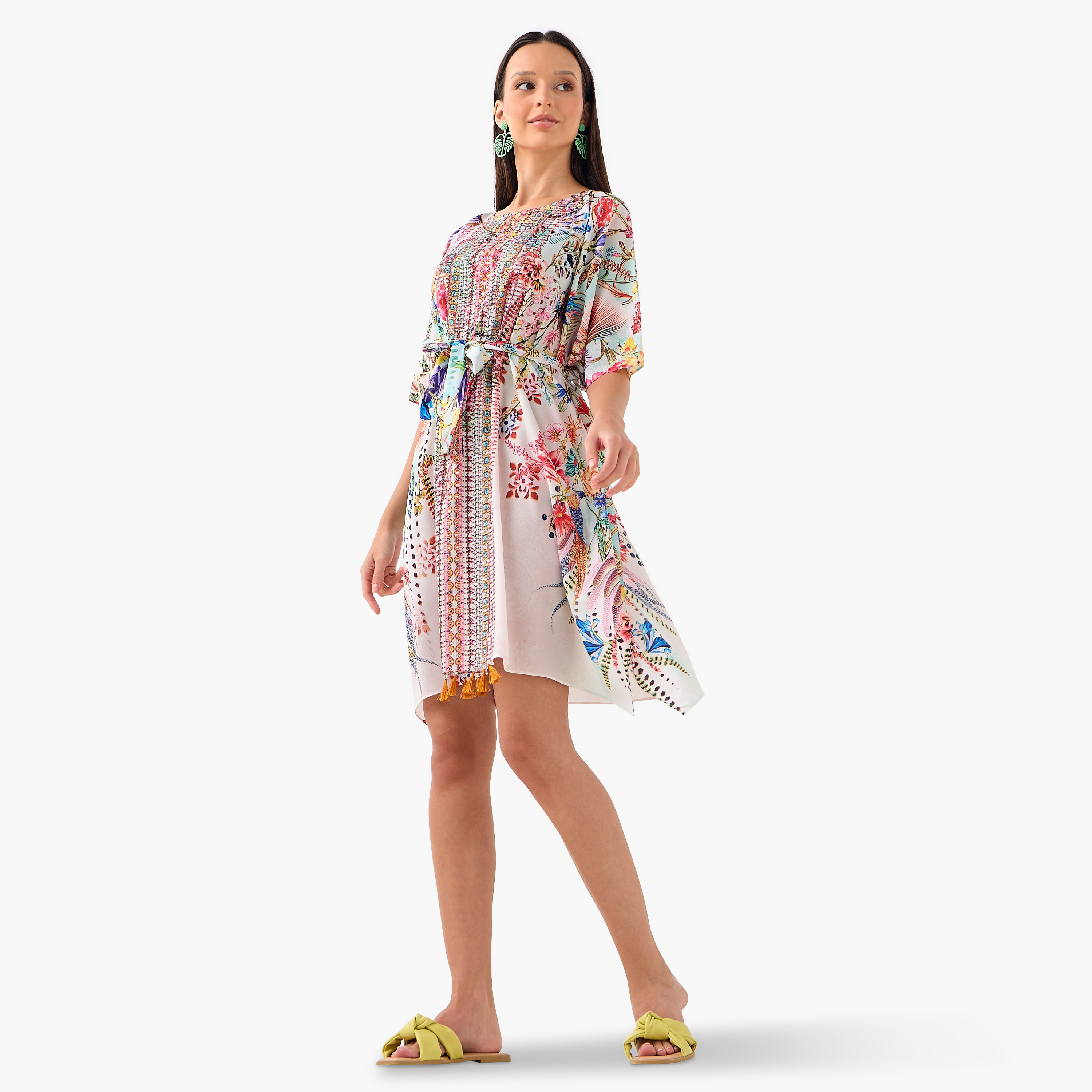 فستان قفطان بحزام رباط وطبعات زهرية من فيور-women-clothing-dresses-image-2