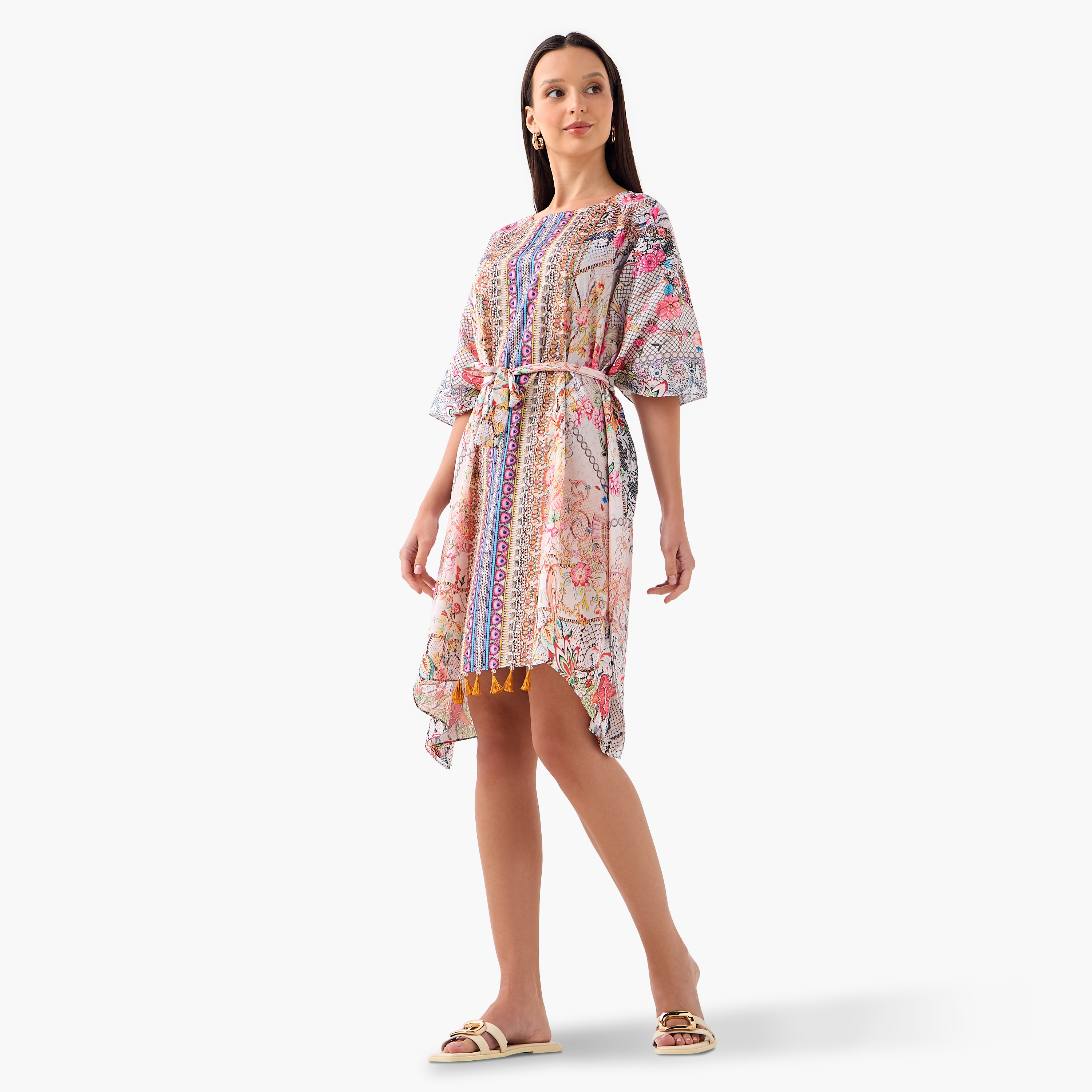 فستان قفطان بحزام رباط وطبعات زهرية من فيور-women-clothing-dresses-image-2