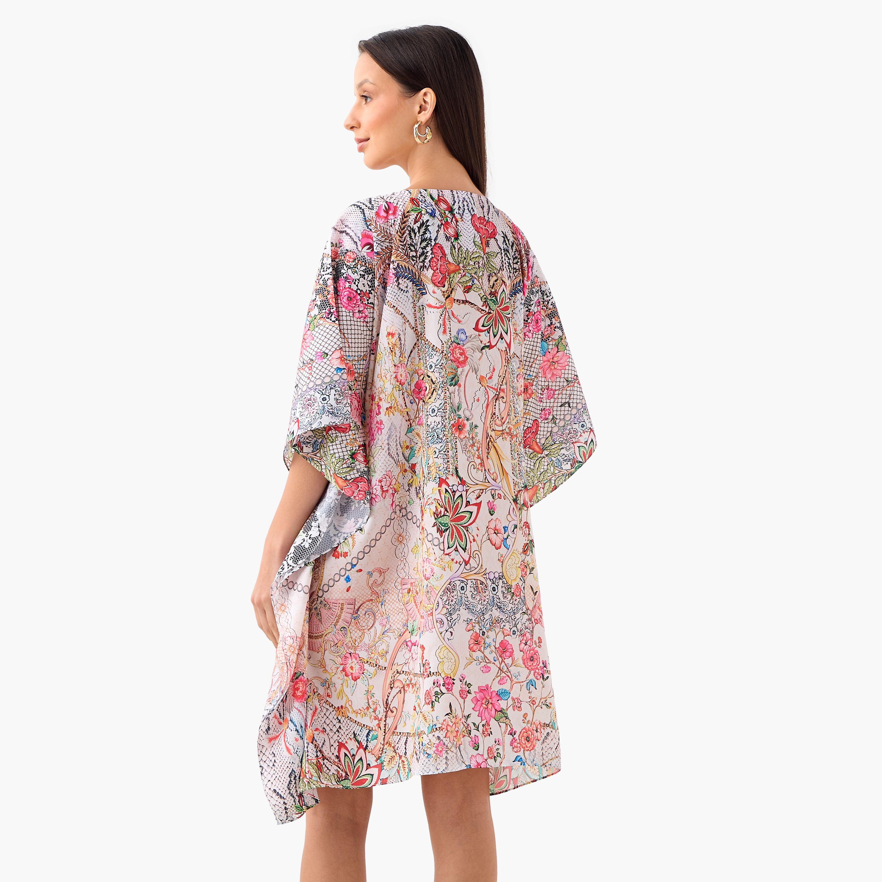 FYOR All-Over Floral Print Kaftan Dress with Tie-Up Belt-women-clothing-dresses-image-3