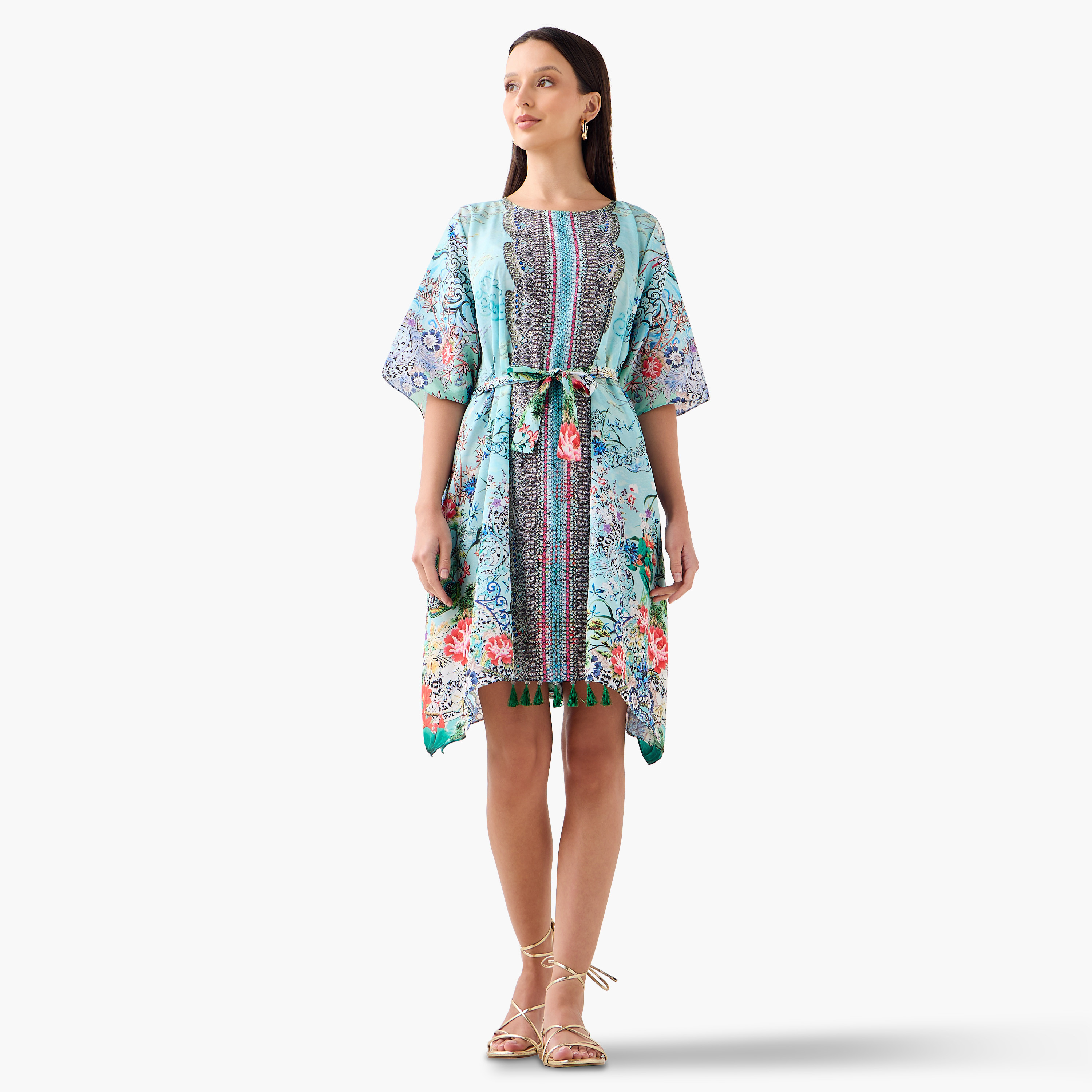فستان قفطان بحزام رباط وطبعات زهرية من فيور-women-clothing-dresses-image-2