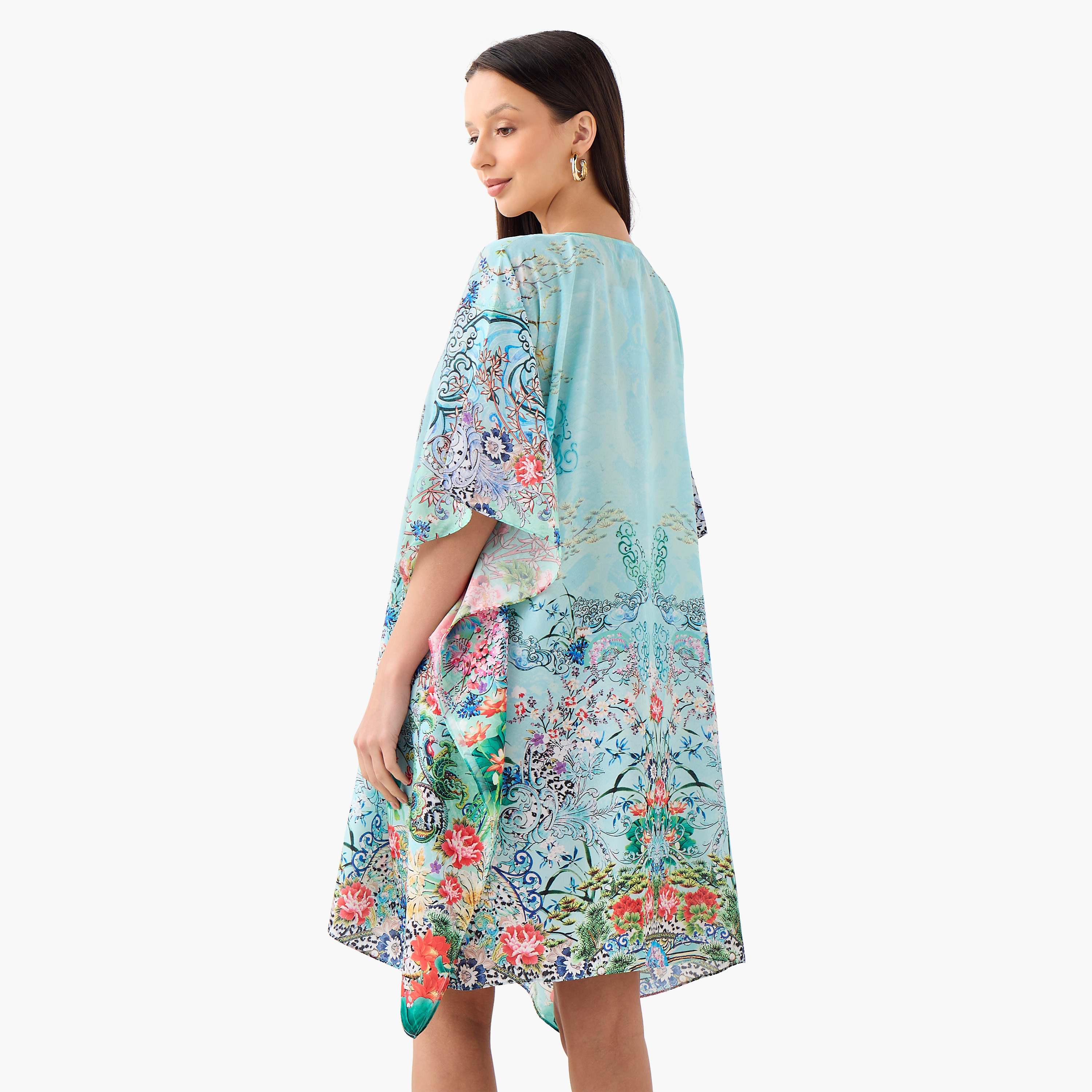 فستان قفطان بحزام رباط وطبعات زهرية من فيور-women-clothing-dresses-image-3