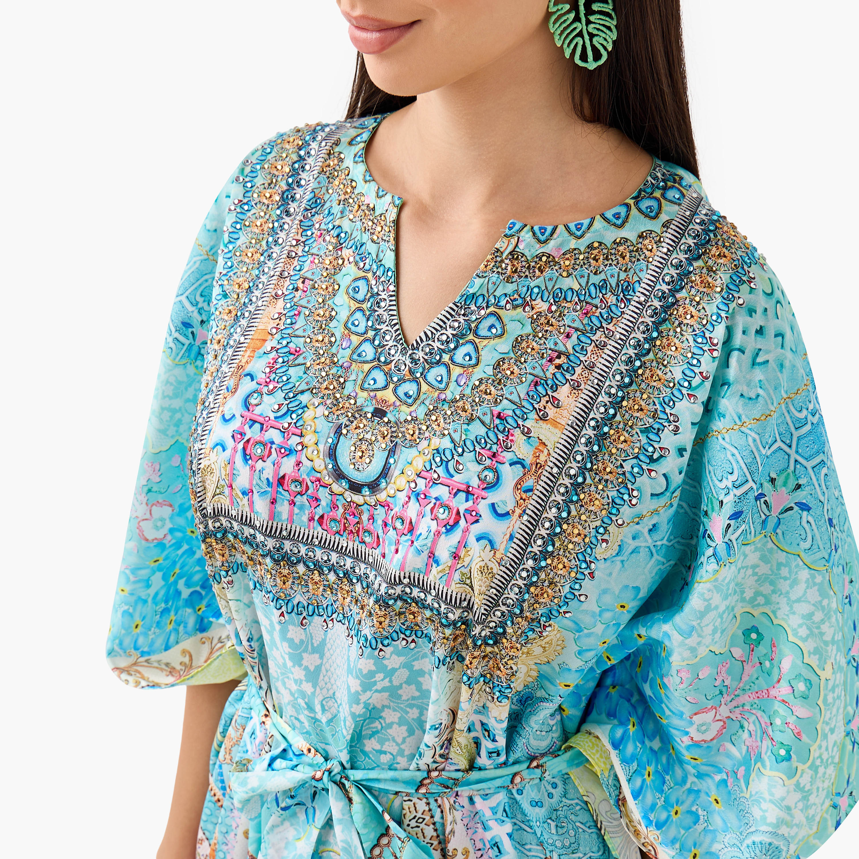 فستان قفطان بحزام رباط وطبعات من فيور-women-clothing-dresses-image-4
