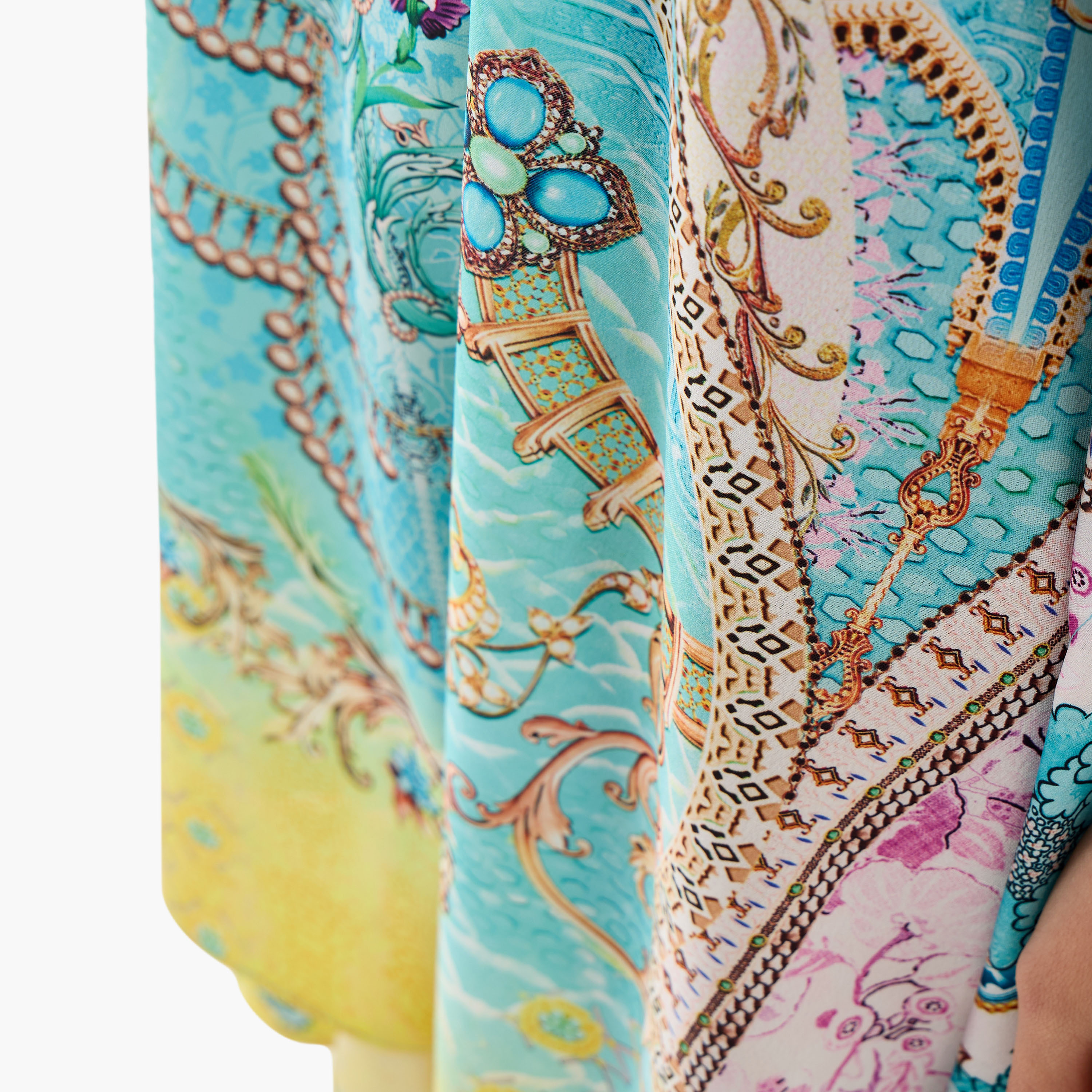 FYOR All-Over Print Kaftan Dress with Tie-Up Belt-women-clothing-dresses-image-5