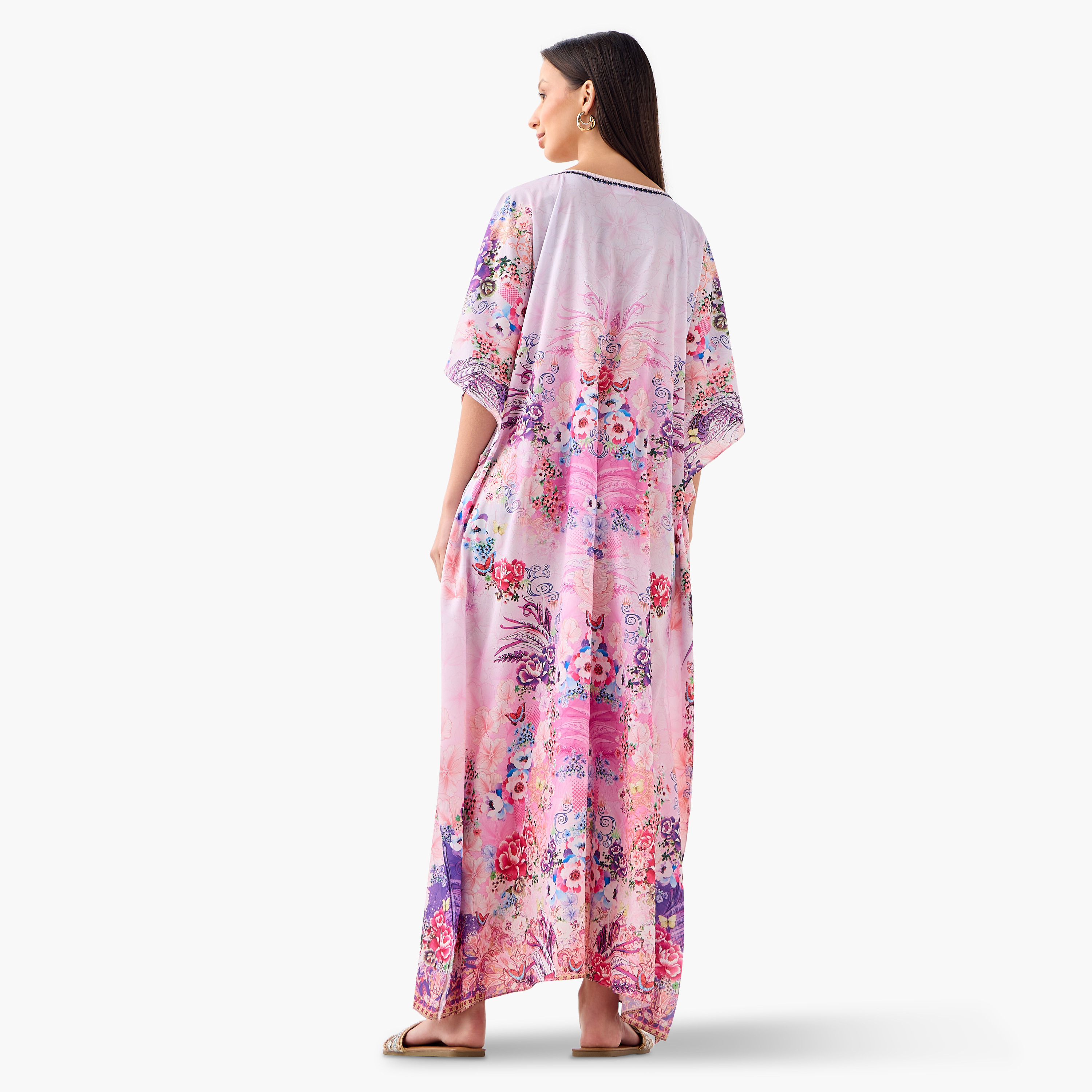 FYOR All-Over Print Kaftan Dress with Tie-Up Belt-women-clothing-dresses-image-3