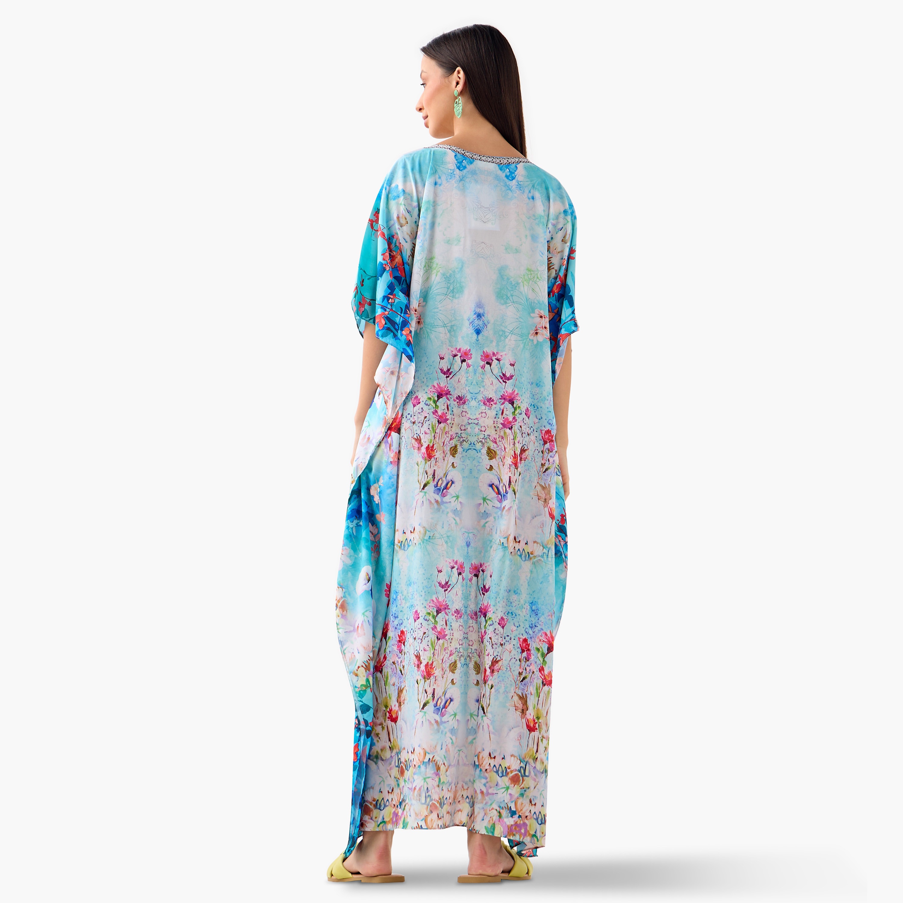FYOR All-Over Floral Print Kaftan Dress with Tie-Up Belt-women-clothing-dresses-image-3