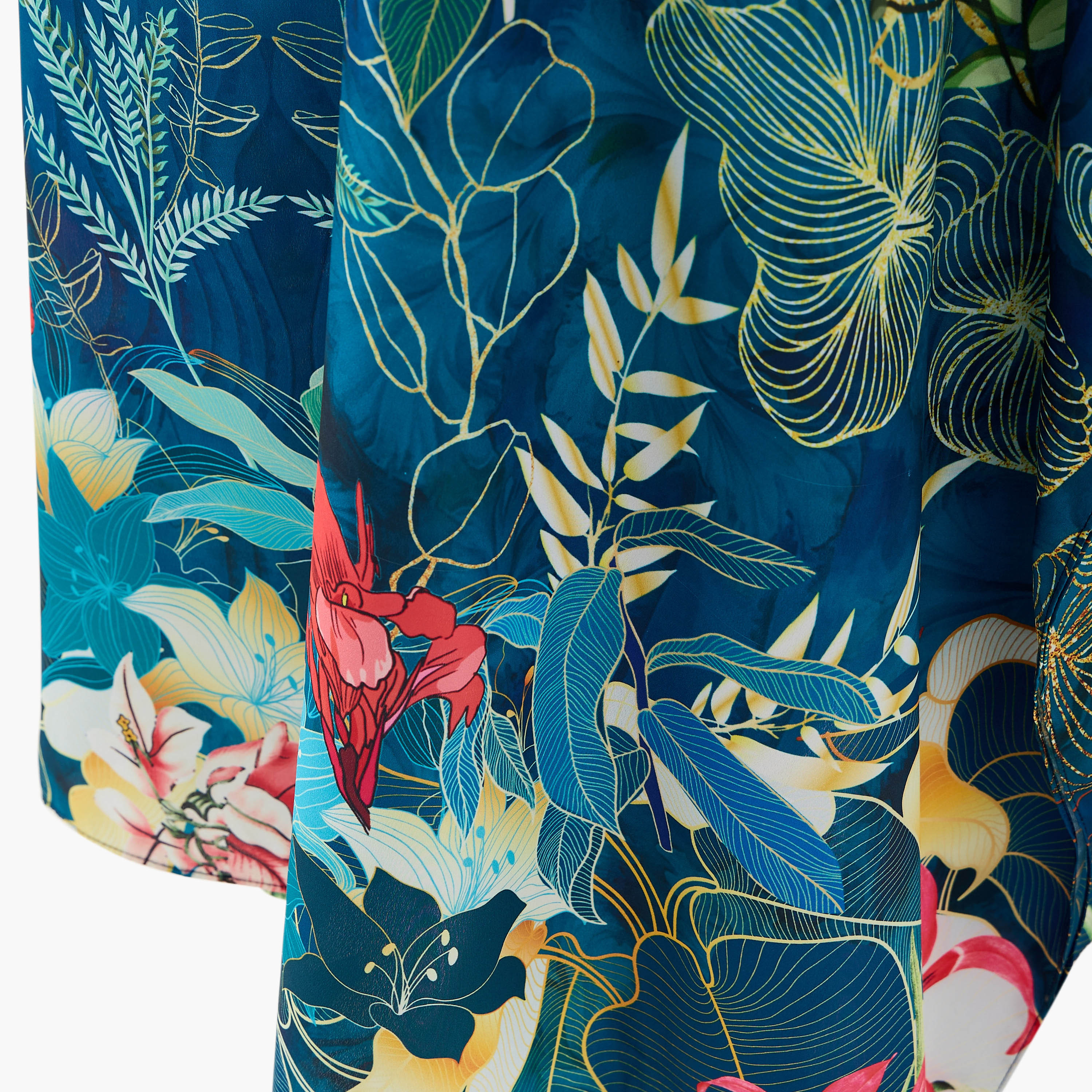 FYOR All-Over Tropical Print Kaftan Dress with Tie-Up Belt-women-clothing-dresses-image-5