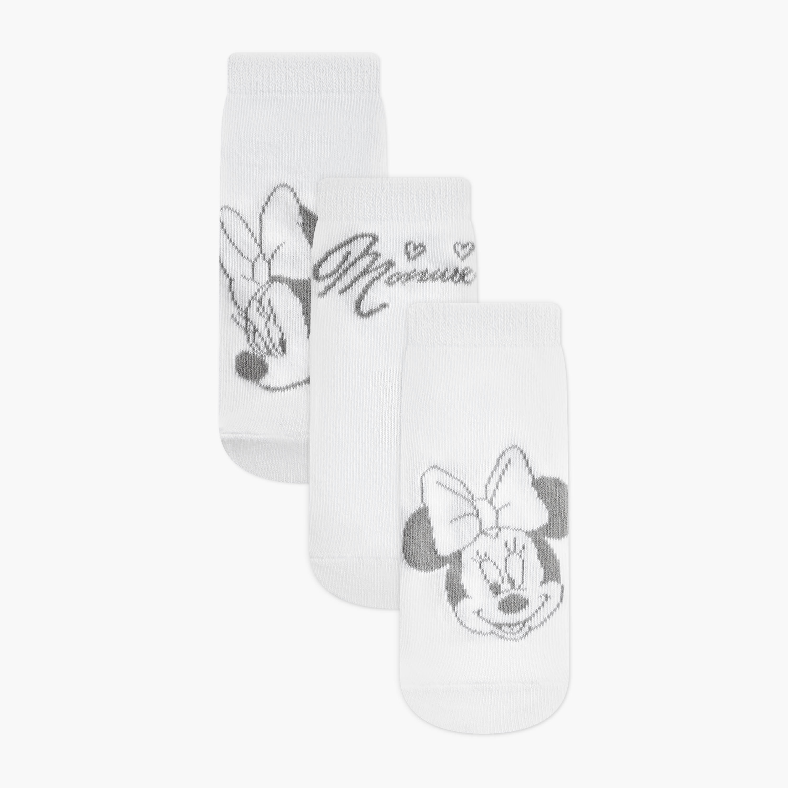 Disney Minnie Mouse Print Ankle Length Socks - Set of 3-girls-accessories-socks-image-1