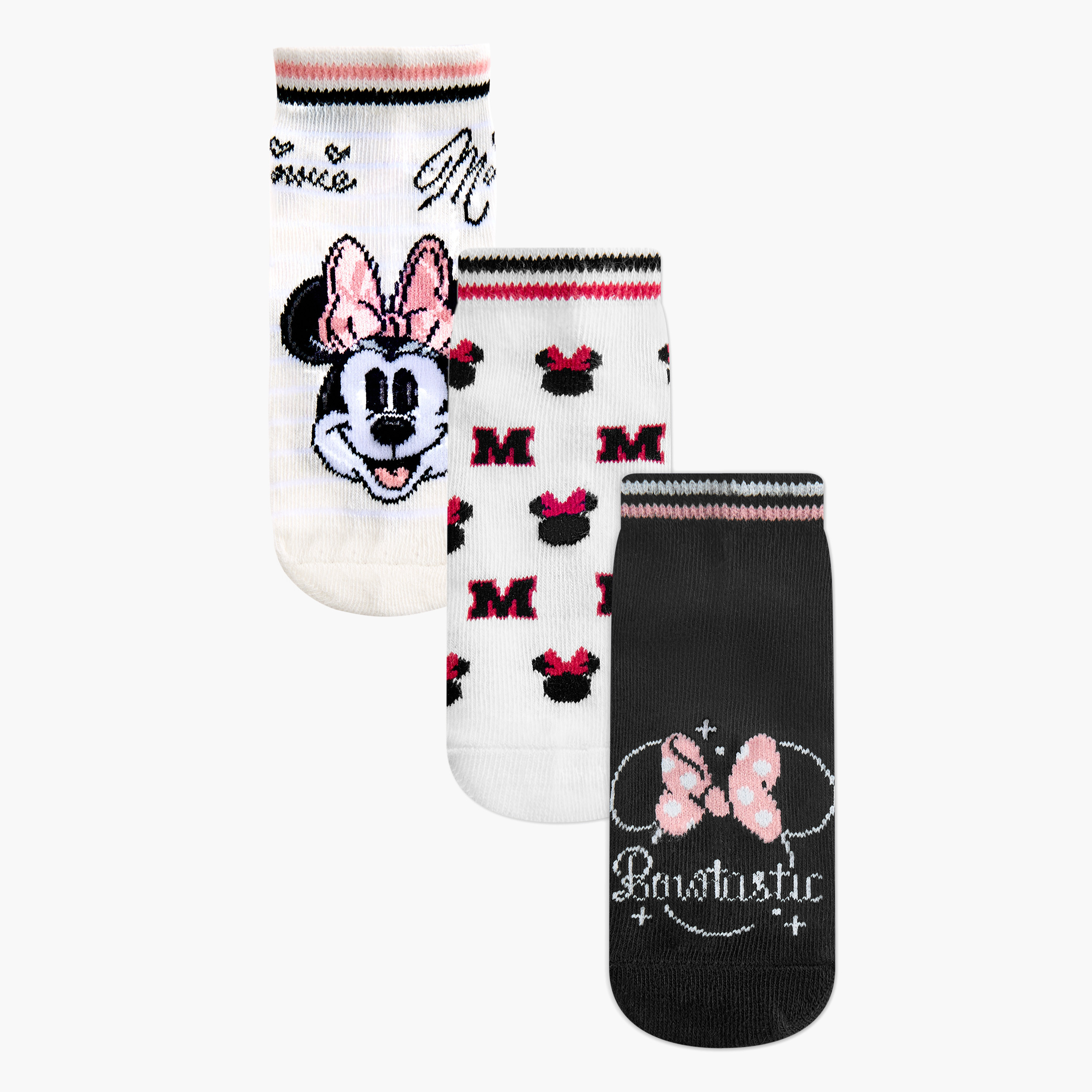 Disney Minnie Mouse Print Ankle Length Socks - Set of 3-girls-accessories-socks-image-1