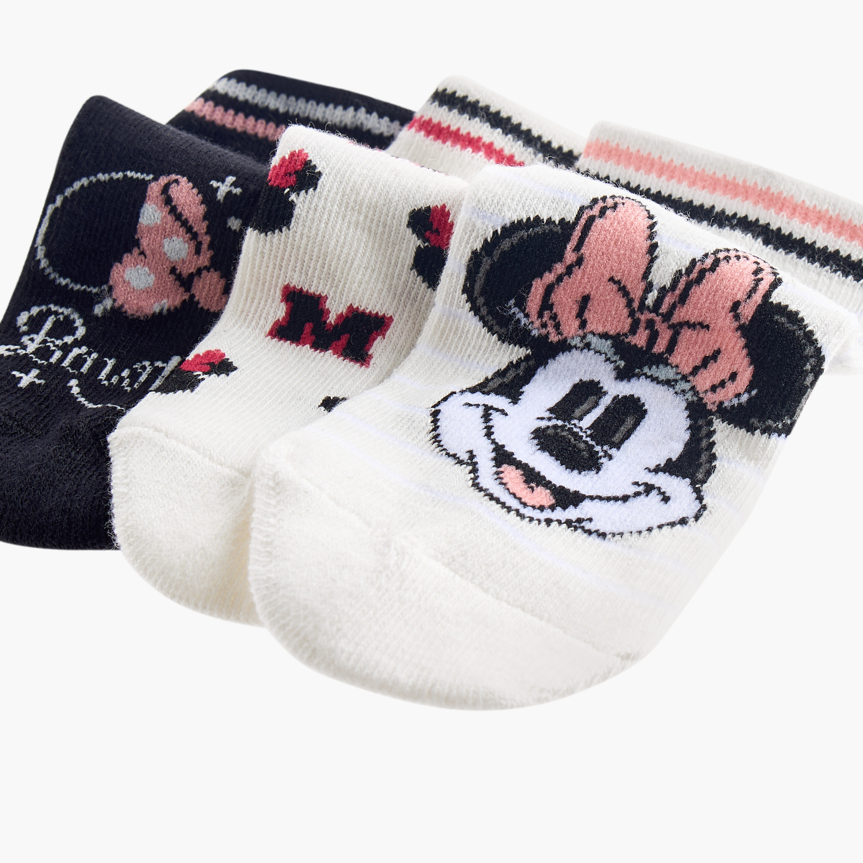 Disney Minnie Mouse Print Ankle Length Socks - Set of 3-girls-accessories-socks-image-3