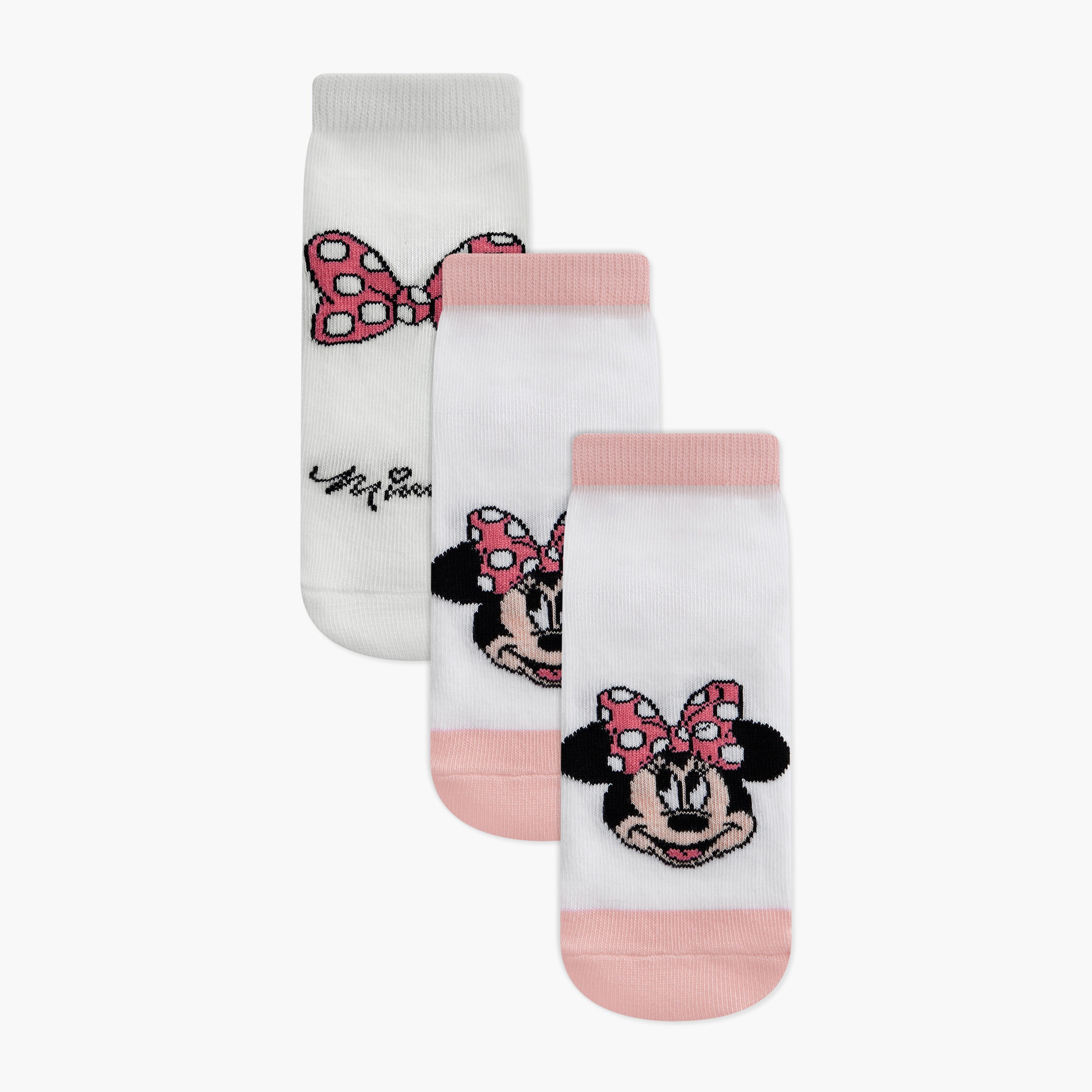 طقم جوارب 3 أزواج بطول الكاحل وتزيينات ميني ماوس من ديزني-girls-accessories-socks-image-1