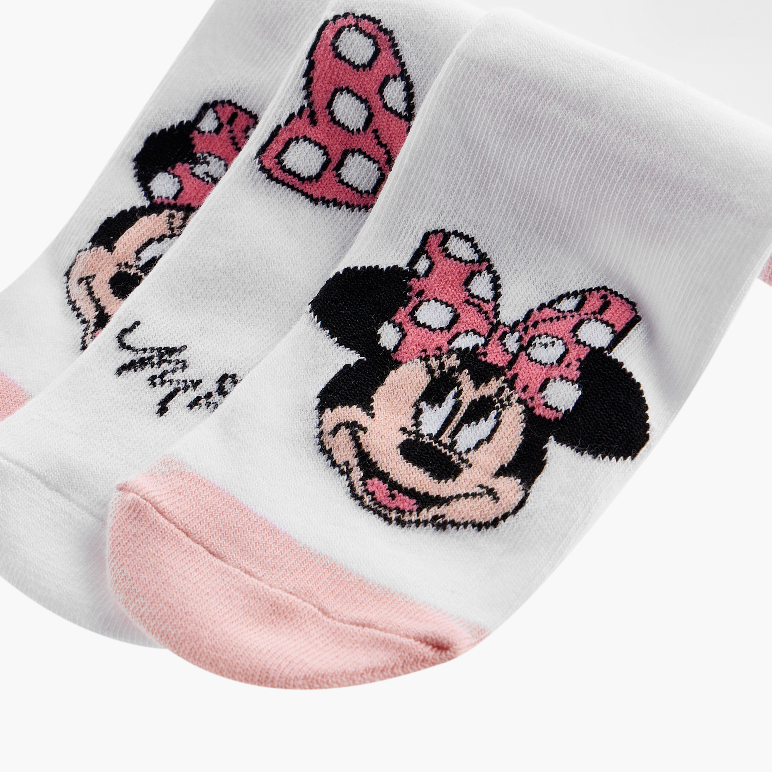 طقم جوارب 3 أزواج بطول الكاحل وتزيينات ميني ماوس من ديزني-girls-accessories-socks-image-4