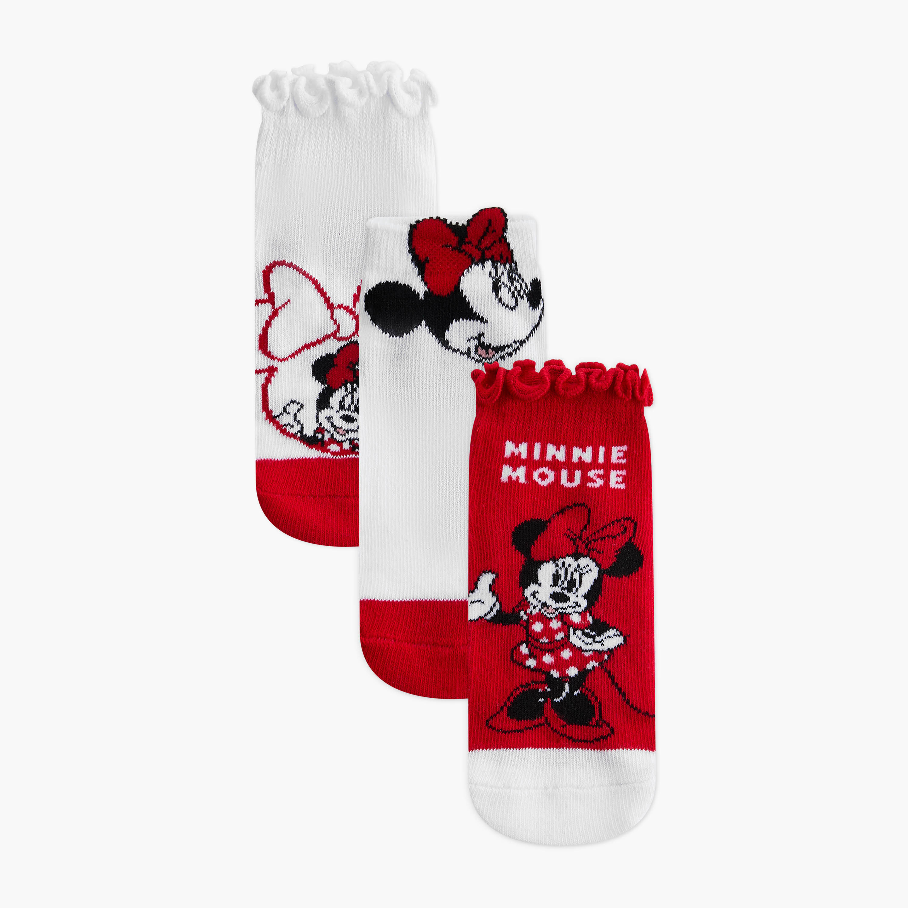 طقم جوارب 3 أزواج بطول الكاحل وبطبعات من ديزني-girls-accessories-socks-image-1