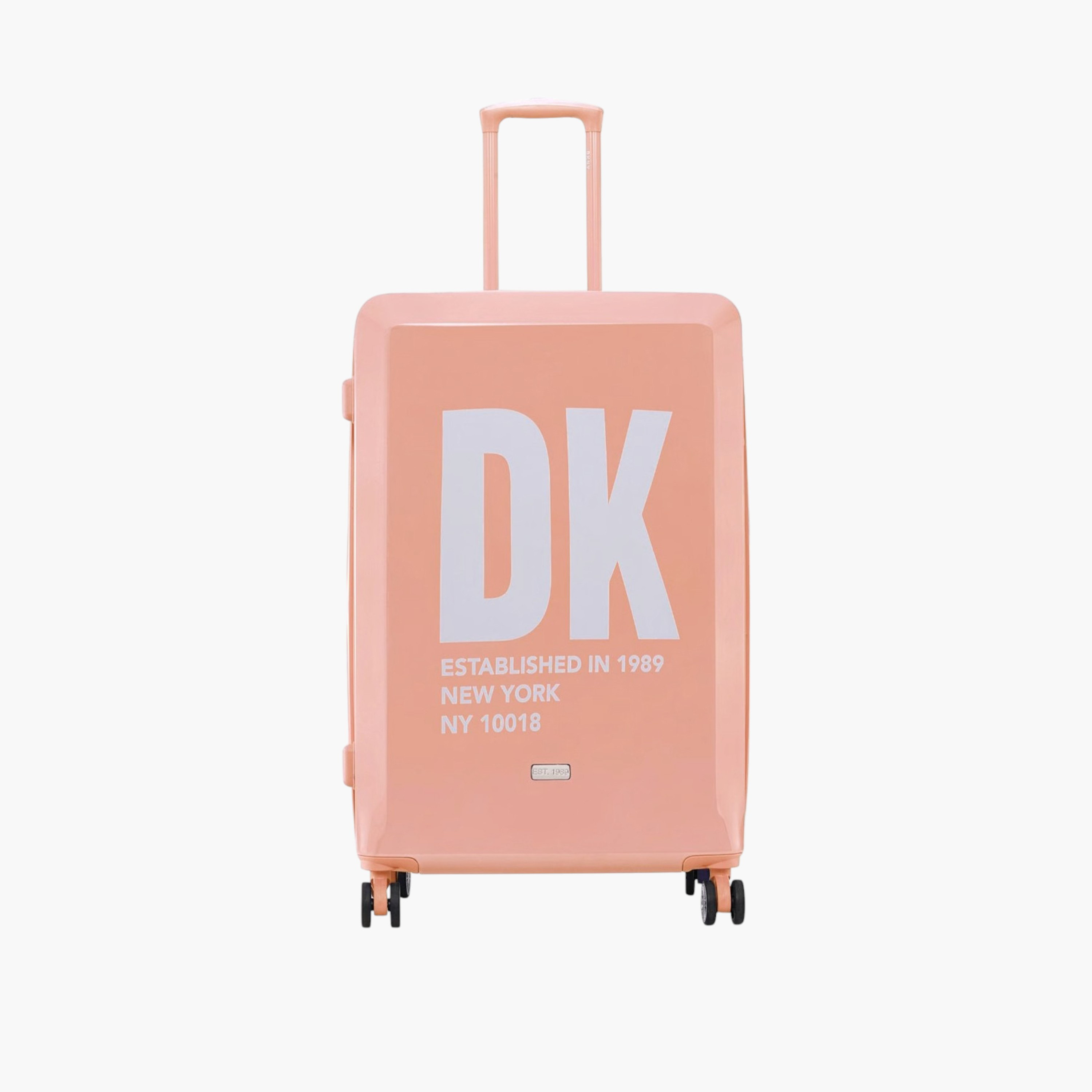 DKNY Logo Print Hardcase Trolley Bag with Retractable Handle-travel-luggagesandbags-luggage-image-1