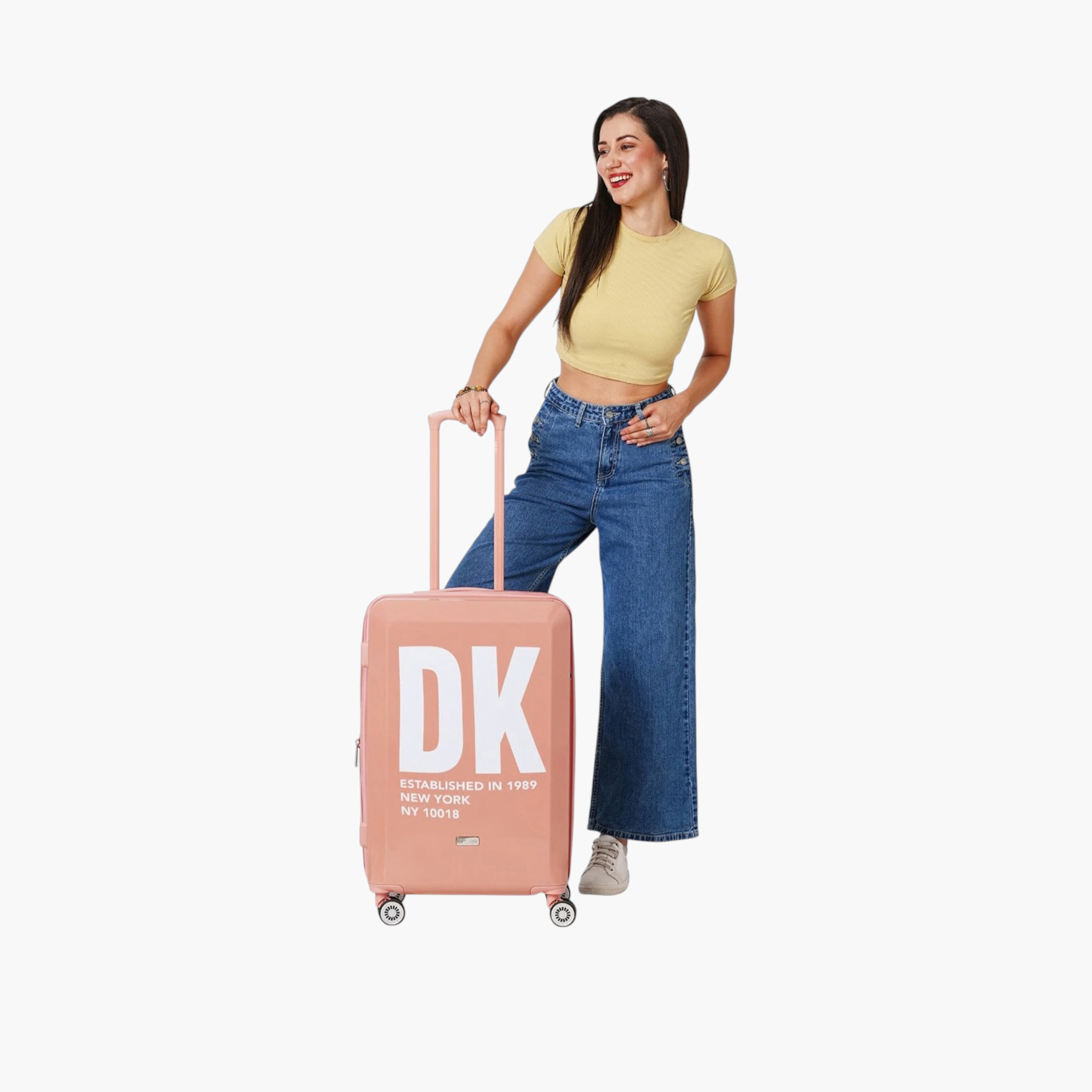 شنطة ترولي صلبة بمقبض قابل للسحب وطبعات شعار من دي كيه إن واي-travel-luggagesandbags-luggage-image-2