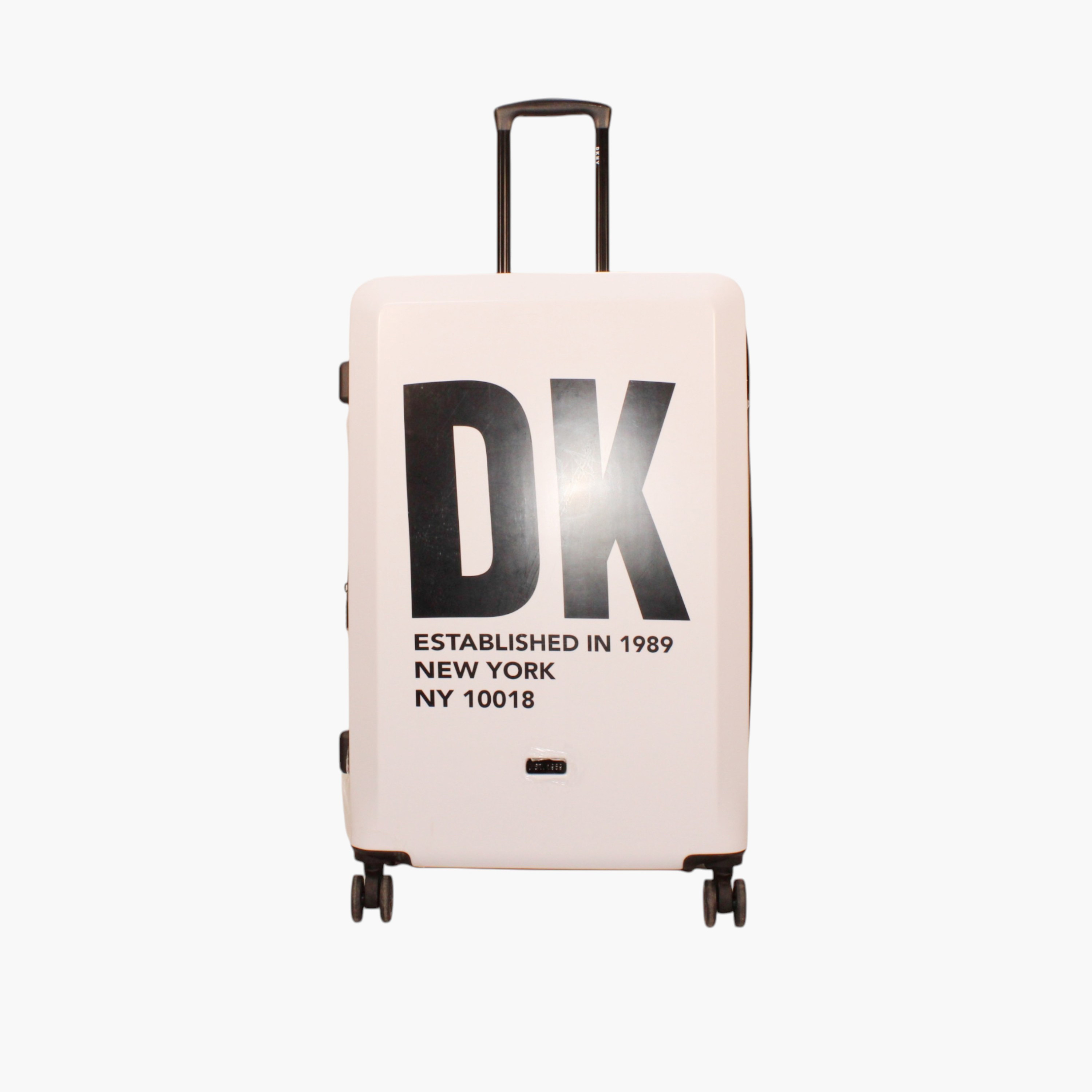 DKNY Logo Print Hardcase Trolley Bag with Retractable Handle-travel-luggagesandbags-luggage-image-1