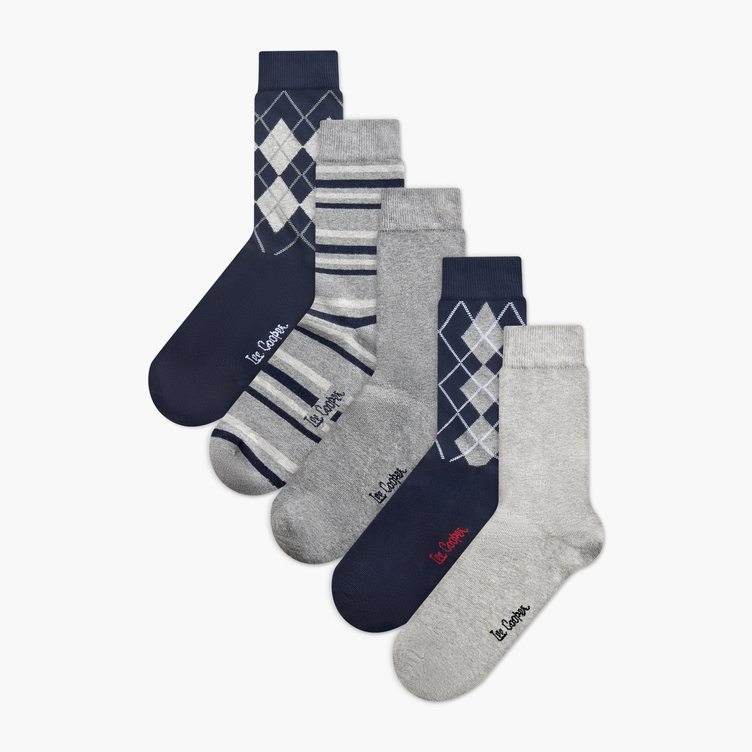 Lee Cooper Printed Non Terry Crew Length Socks - Set of 5-men-socks-image-1