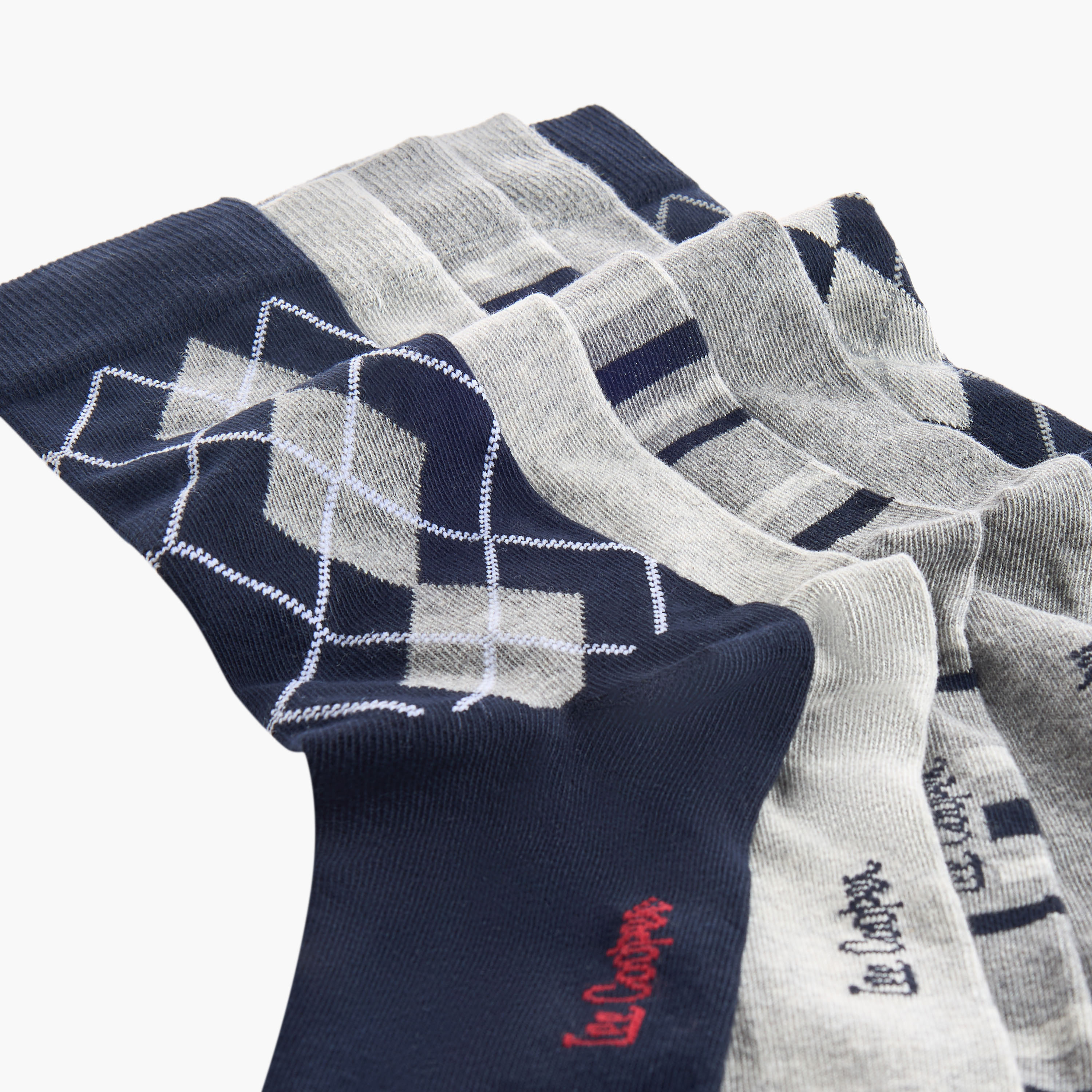 Lee Cooper Printed Non Terry Crew Length Socks - Set of 5-men-socks-image-4