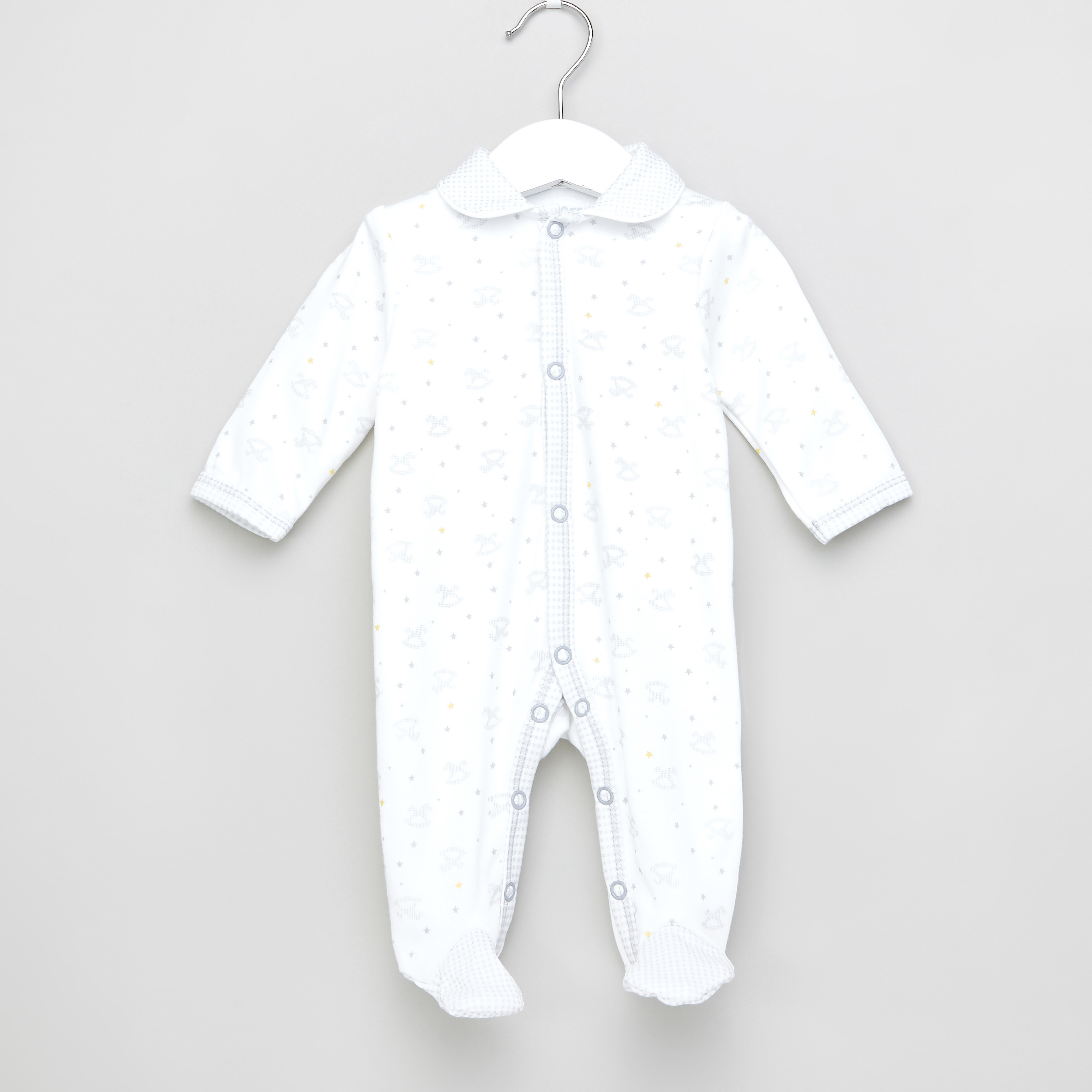 طقم نوم بأقدام مغلقة وطبعات حصان من جونيورز.-baby-girls-clothing-nightwear-sleepsuits-image-1