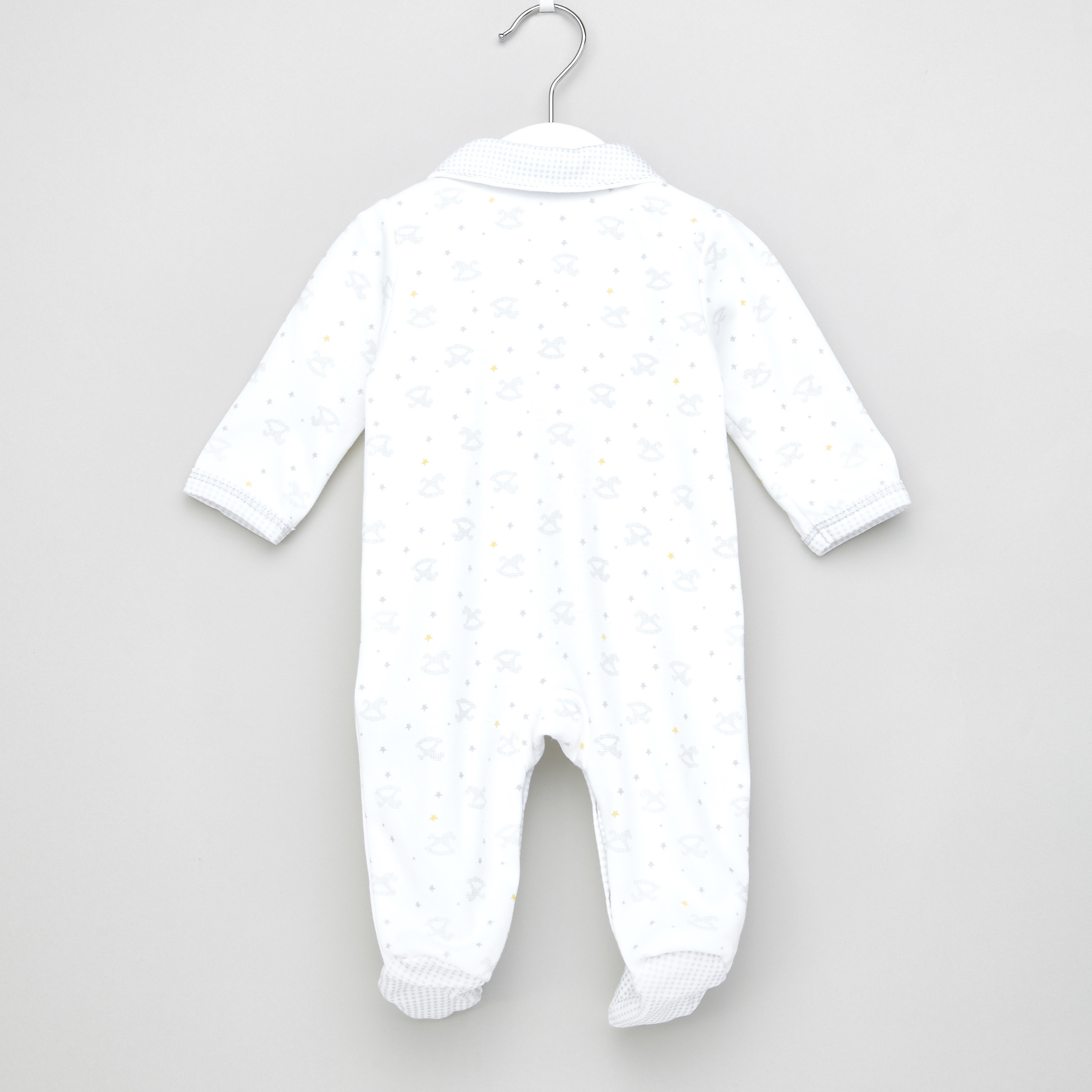 طقم نوم بأقدام مغلقة وطبعات حصان من جونيورز.-baby-girls-clothing-nightwear-sleepsuits-image-3