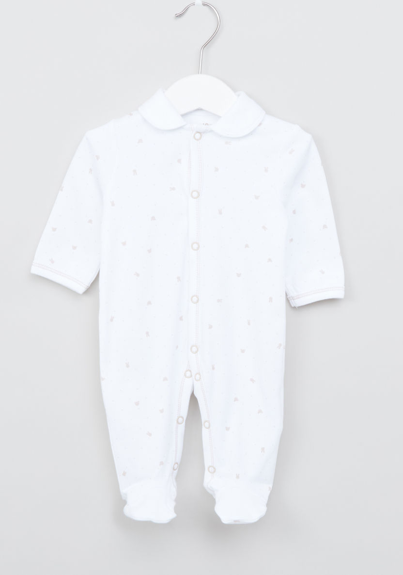Juniors Bunny Printed Sleepsuit with Long Sleeves and Closed Feet-Sleepsuits-image-0