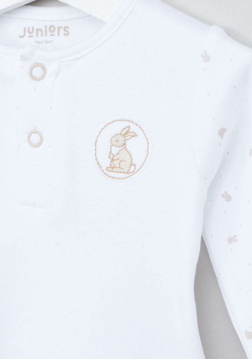 Juniors Bunny Printed Long Sleeves T-shirt with Cuff Pants-Pyjama Sets-image-2