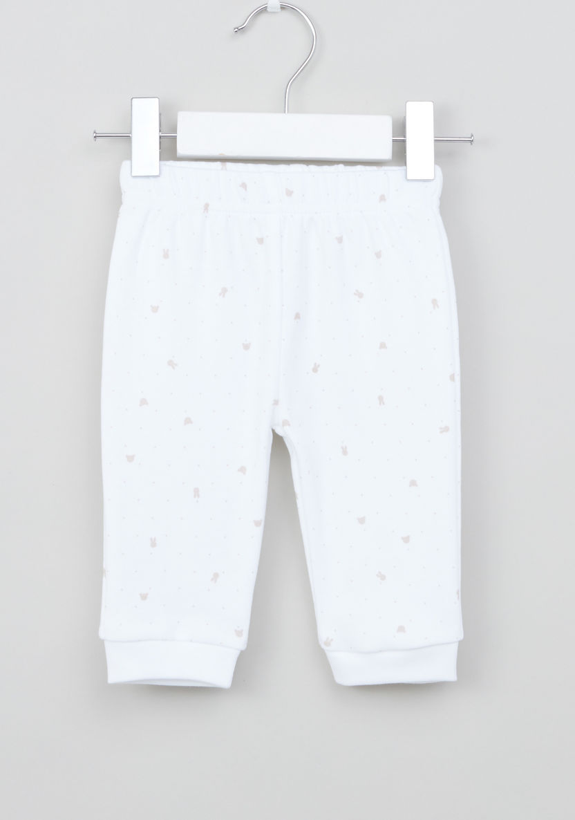 Juniors Bunny Printed Long Sleeves T-shirt with Cuff Pants-Pyjama Sets-image-3