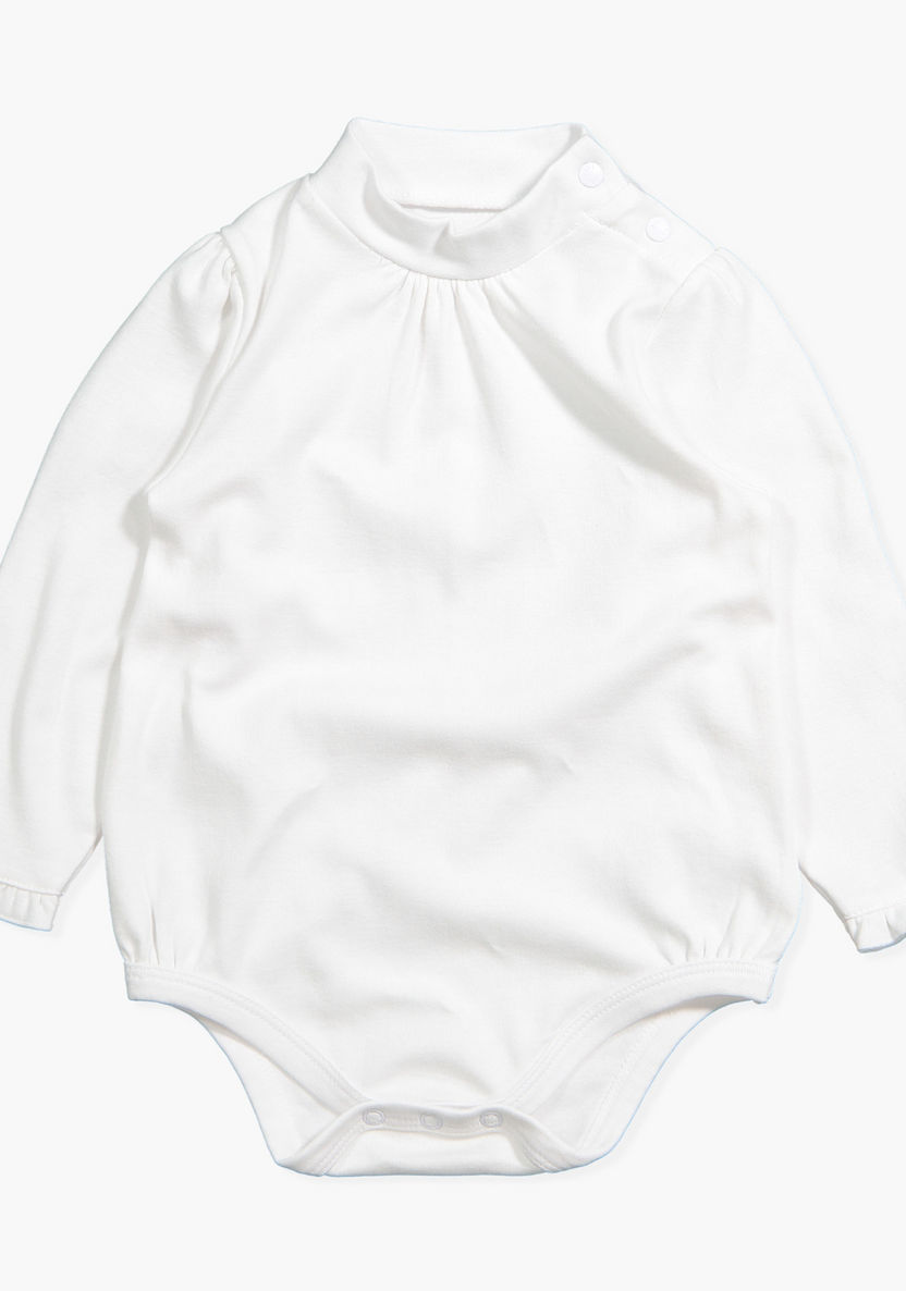 Juniors Solid Bodysuit with Long Sleeves-Bodysuits-image-0